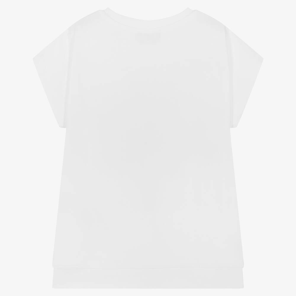 Girls White Logo Cotton T-Shirt