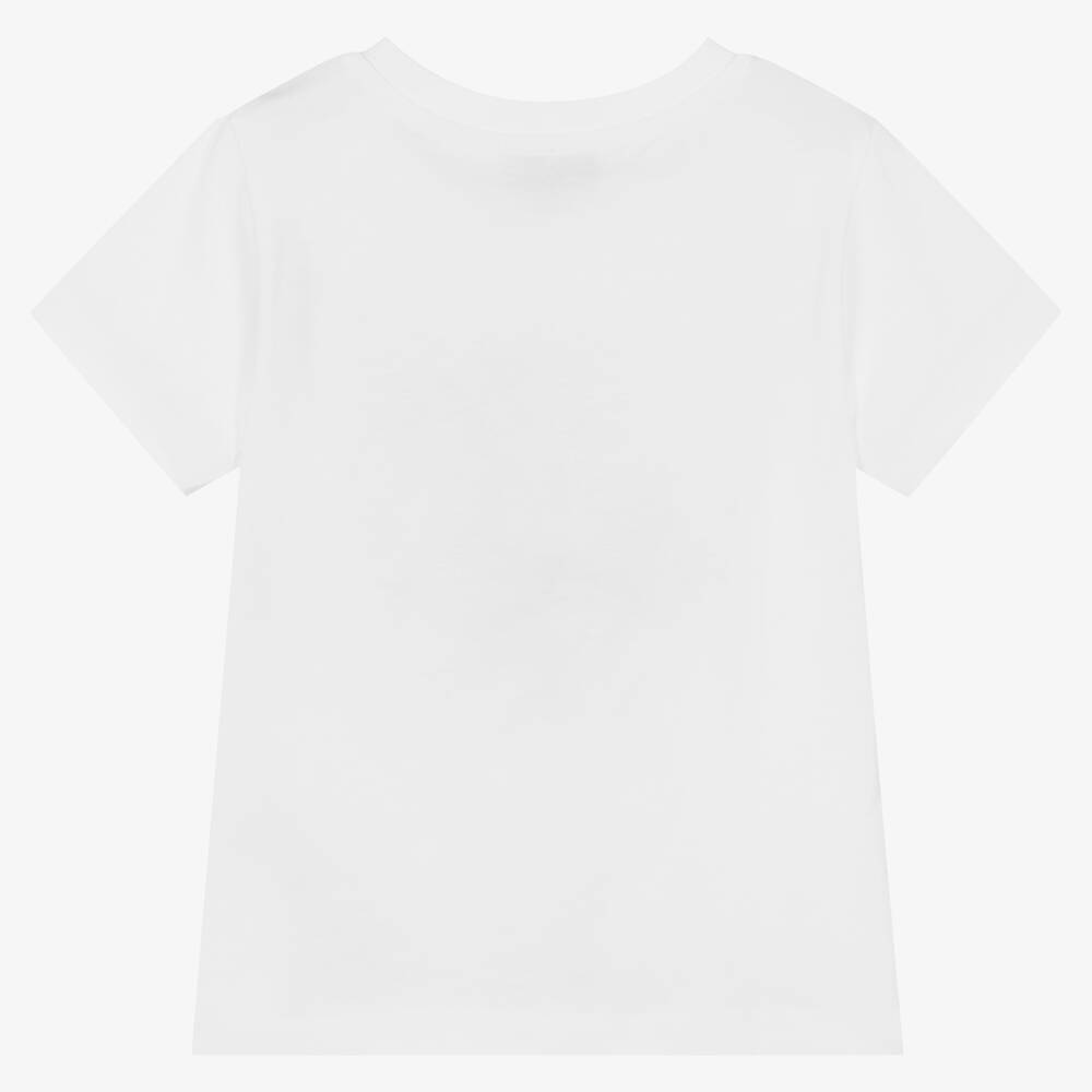 Boys & Girls White Logo Cotton T-Shirt