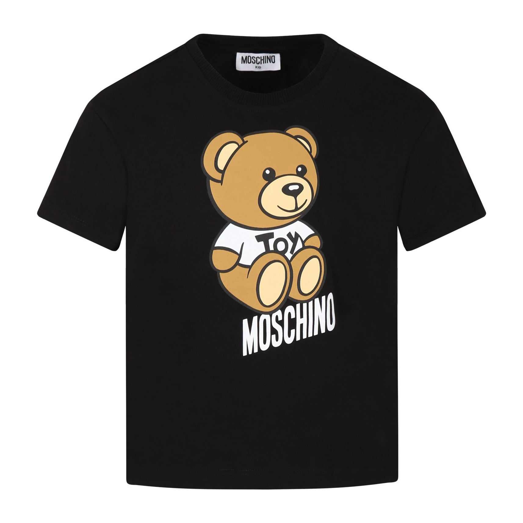 Boys & Girls Black Printed Cotton T-Shirt