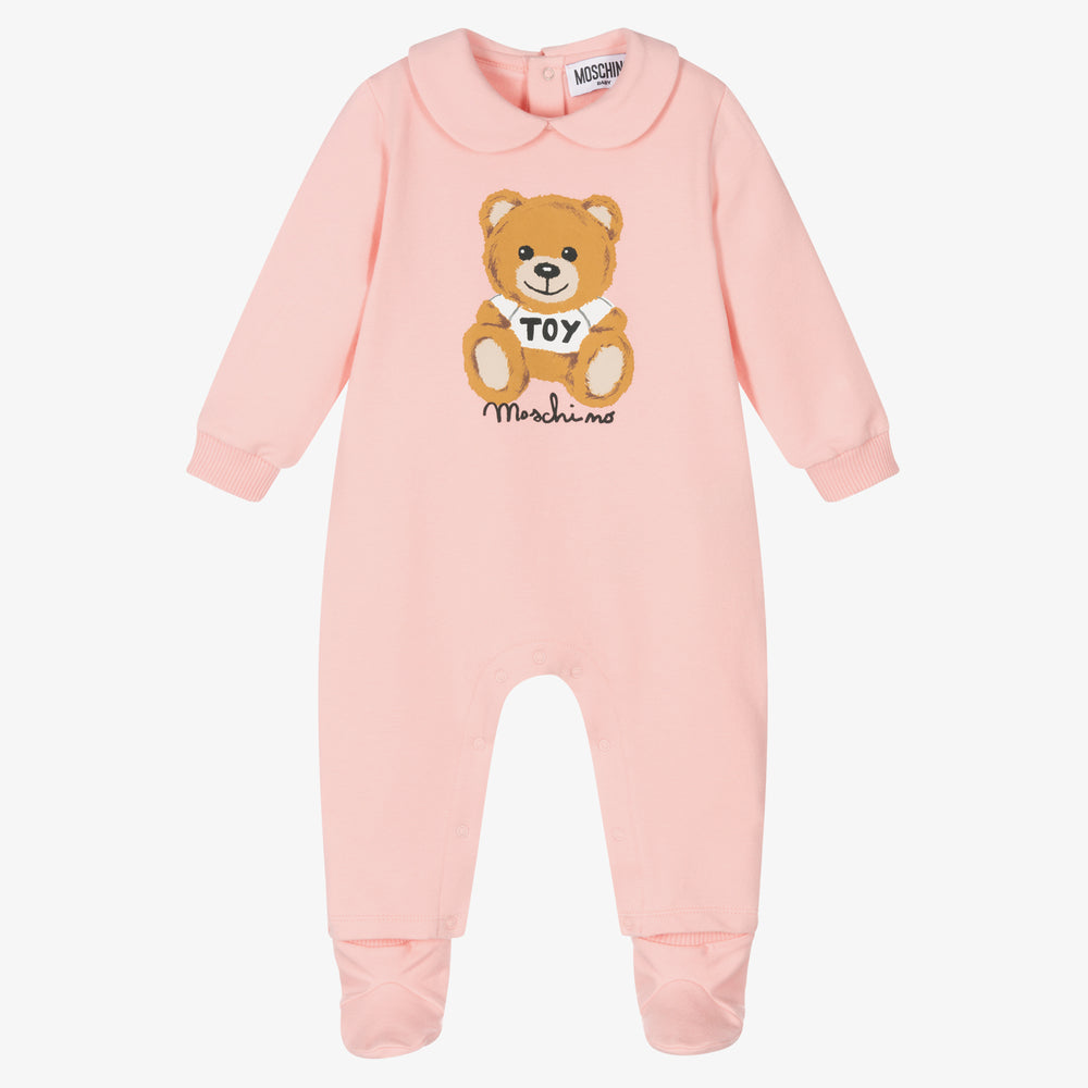 Baby Girls Pink Logo Cotton Babysuit