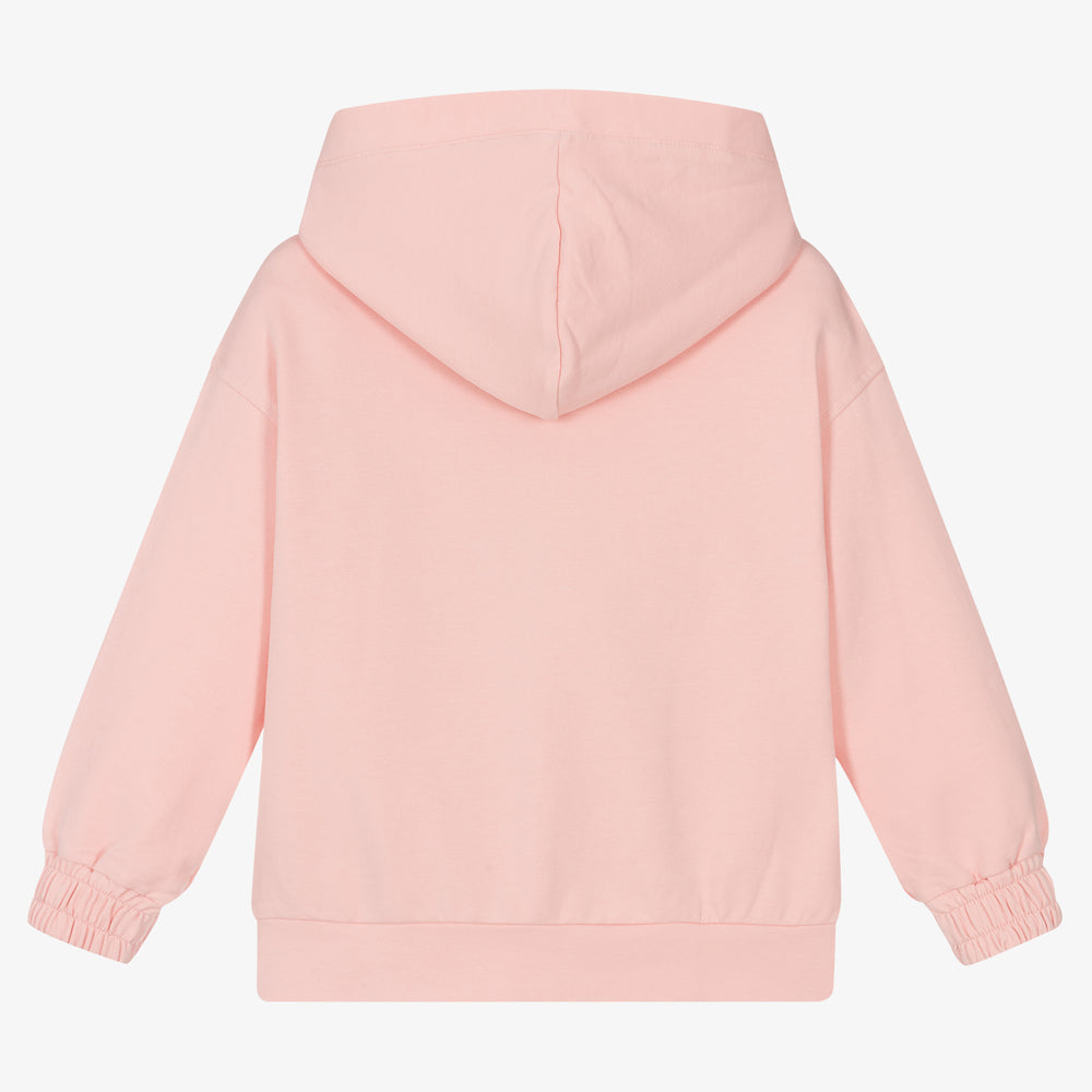 Girls Pink Cotton Zip-Up Top