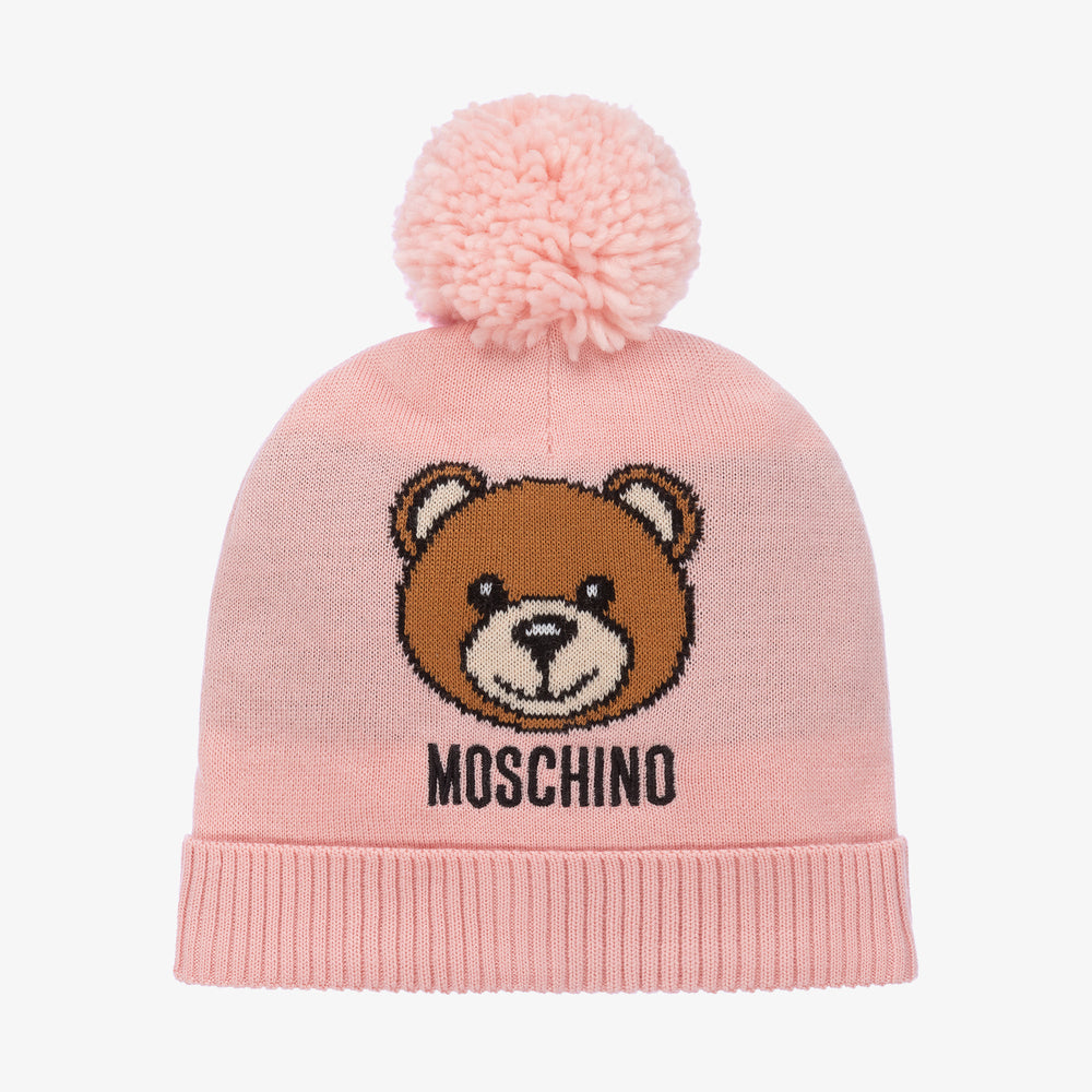 Boys & Girls Pink Logo Pom-Pom Hat