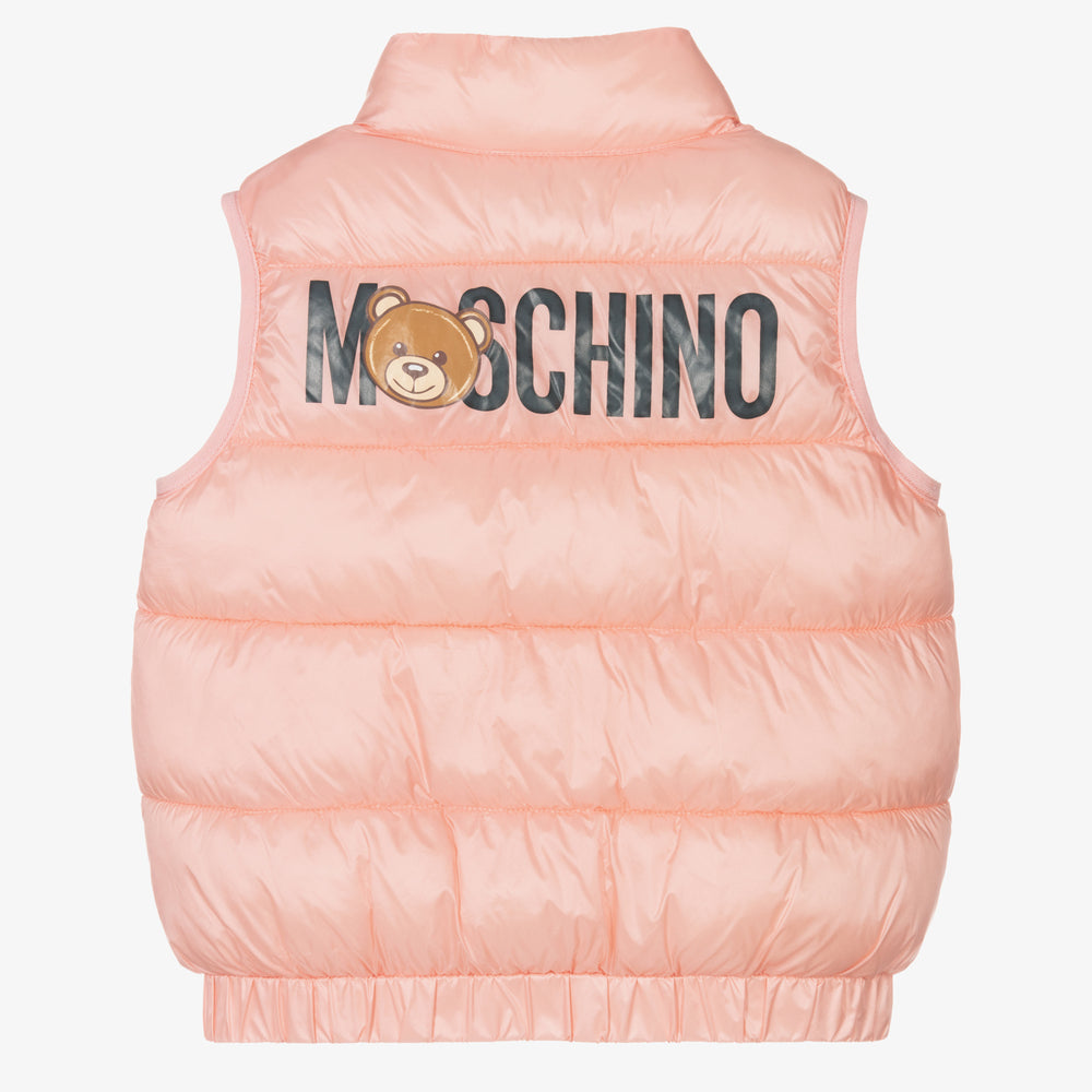 Girls Pink Logo Padded Gilet