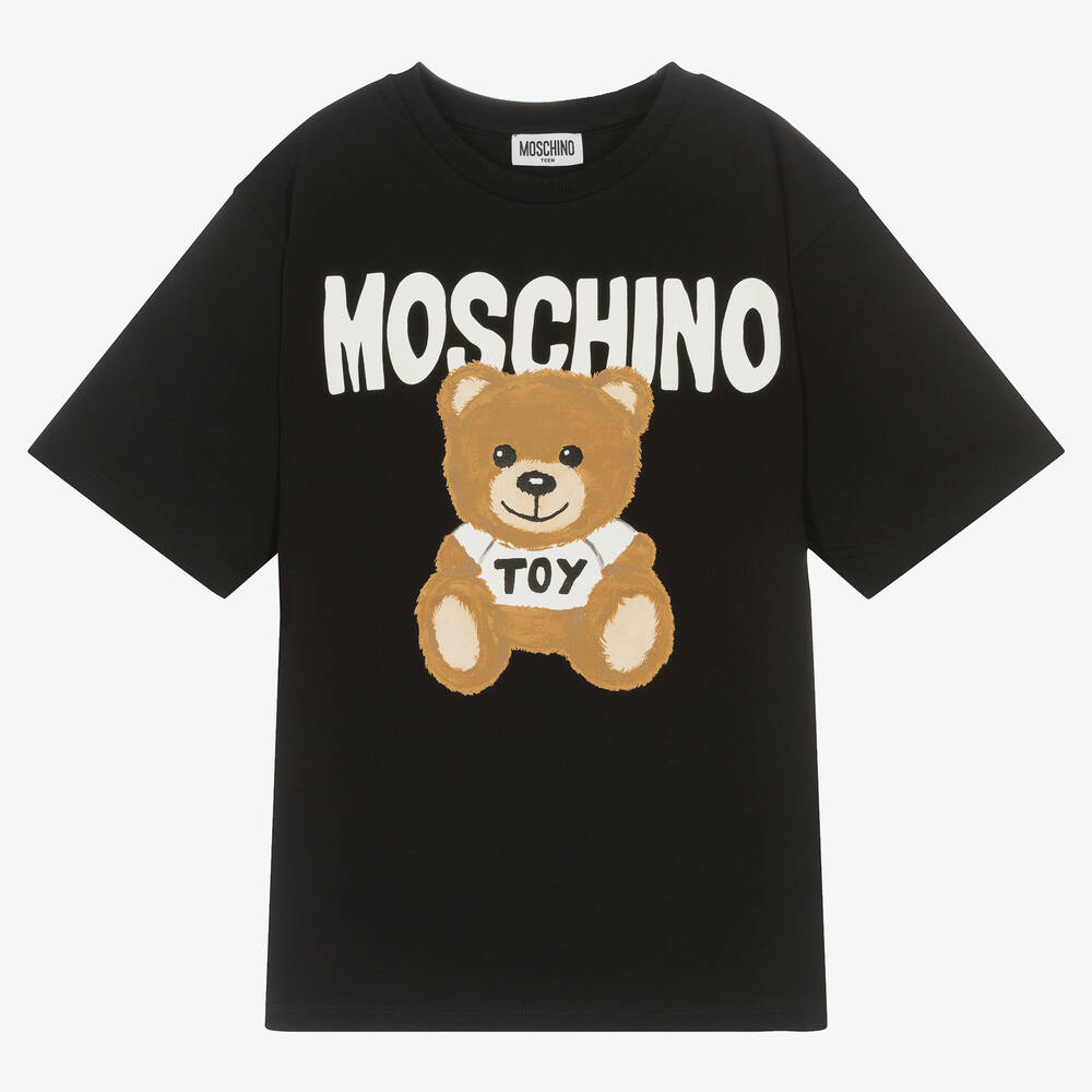 Boys & Girls Black Logo Cotton T-Shirt