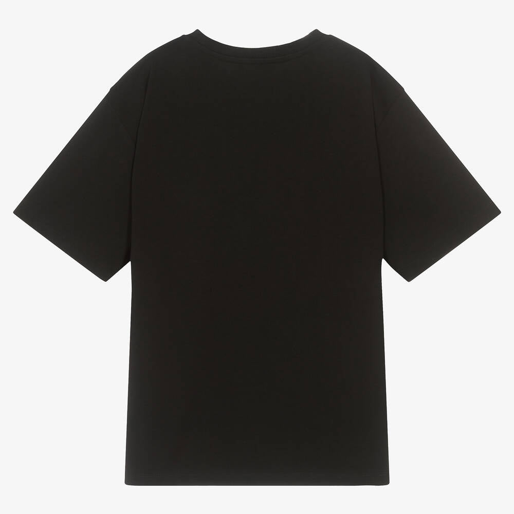 Boys & Girls Black Logo Cotton T-Shirt