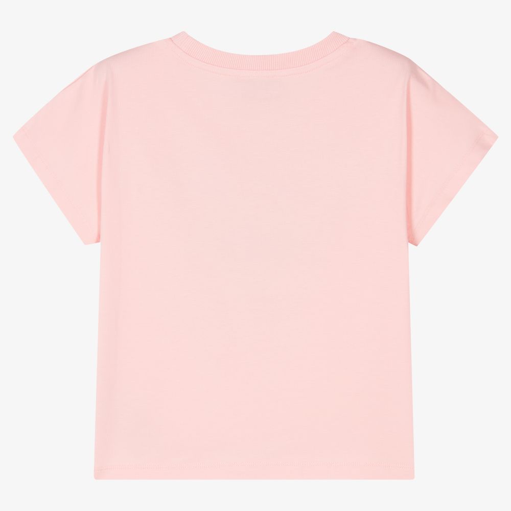 Girls Pink Cotton Teddy T-Shirt