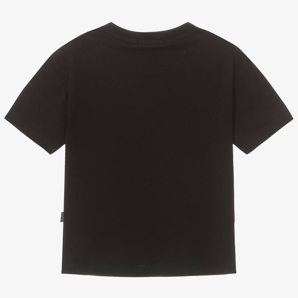 Boys & Girls Black Logo Cotton T-Shirt