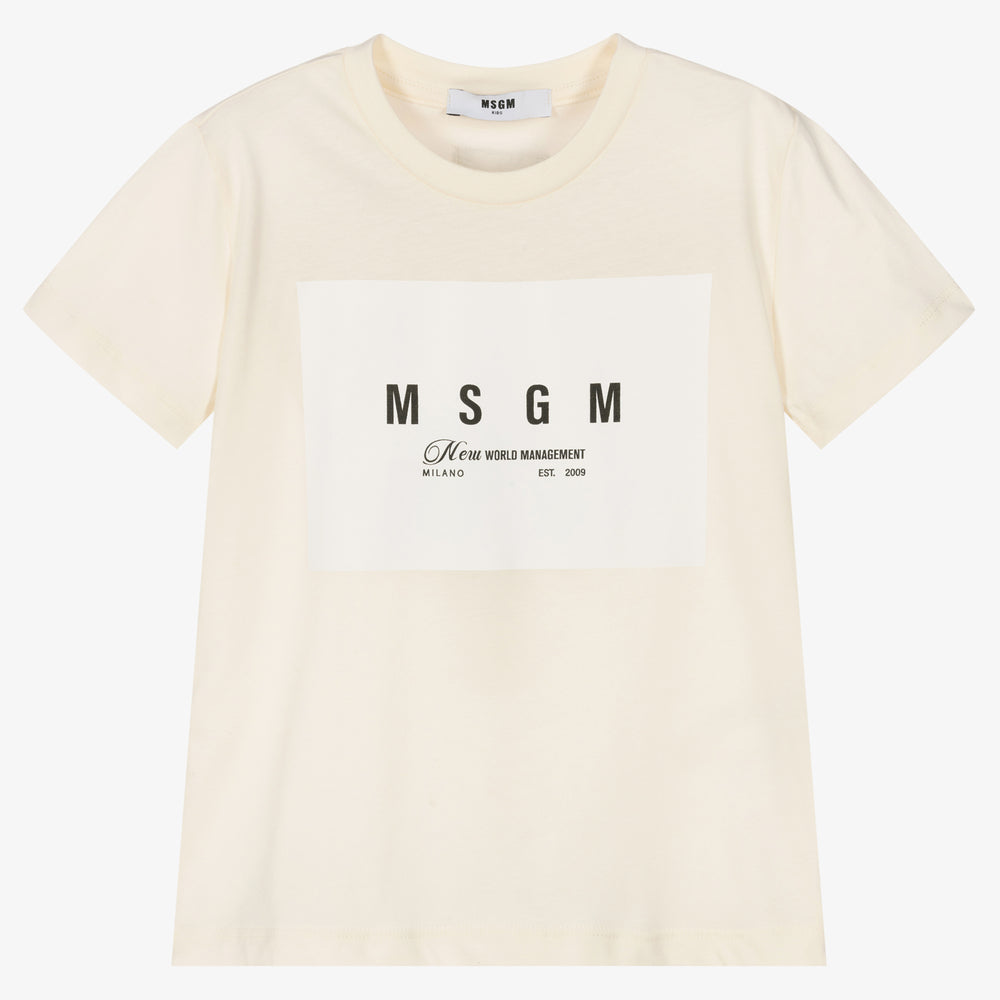 Boys & Girls White Logo Cotton T-Shirt