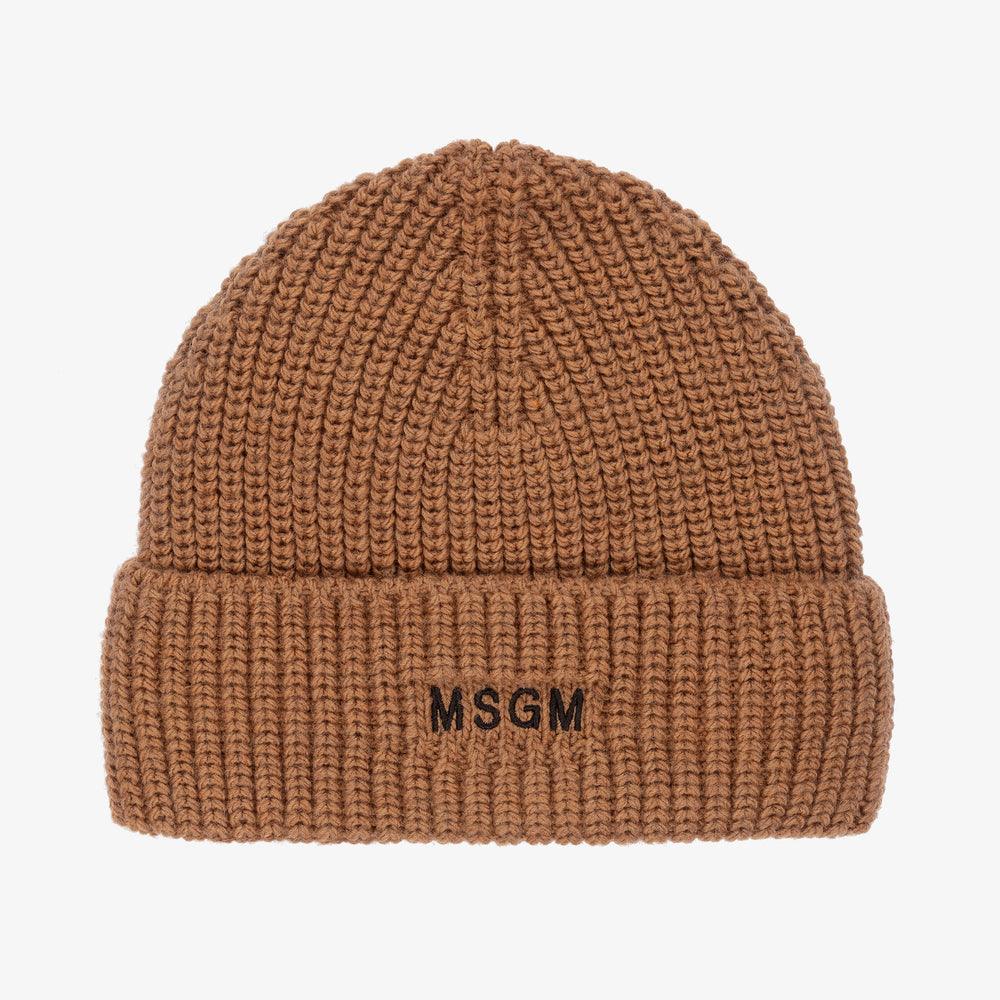Boys & Girls Brown Wool Knit Hat
