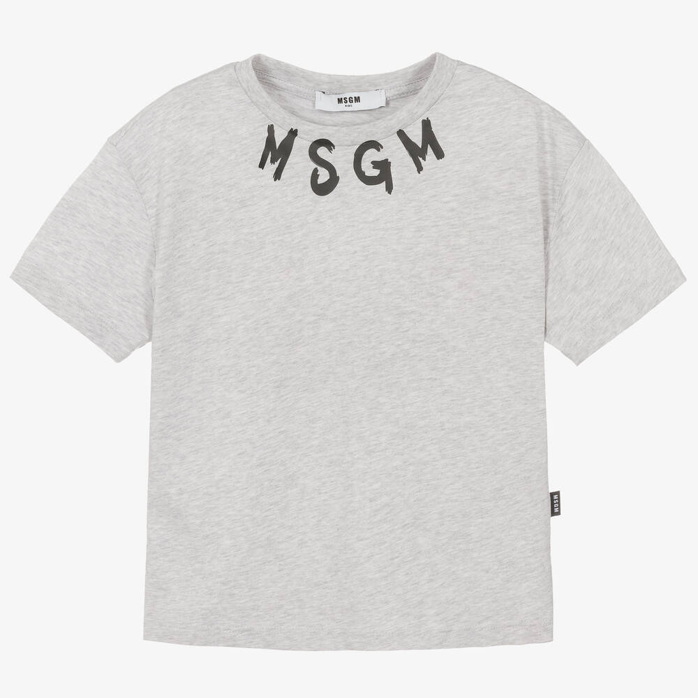 Boys & Girls Grey Logo Cotton T-Shirt