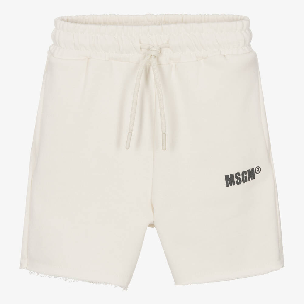 Boys & Girls White Logo Cotton Shorts