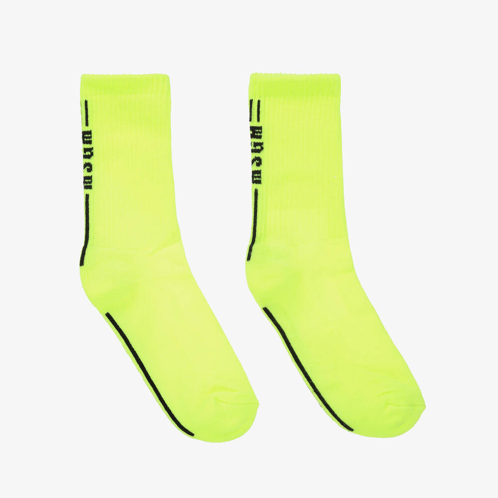 Boys & Girls Neon Yellow Logo Socks
