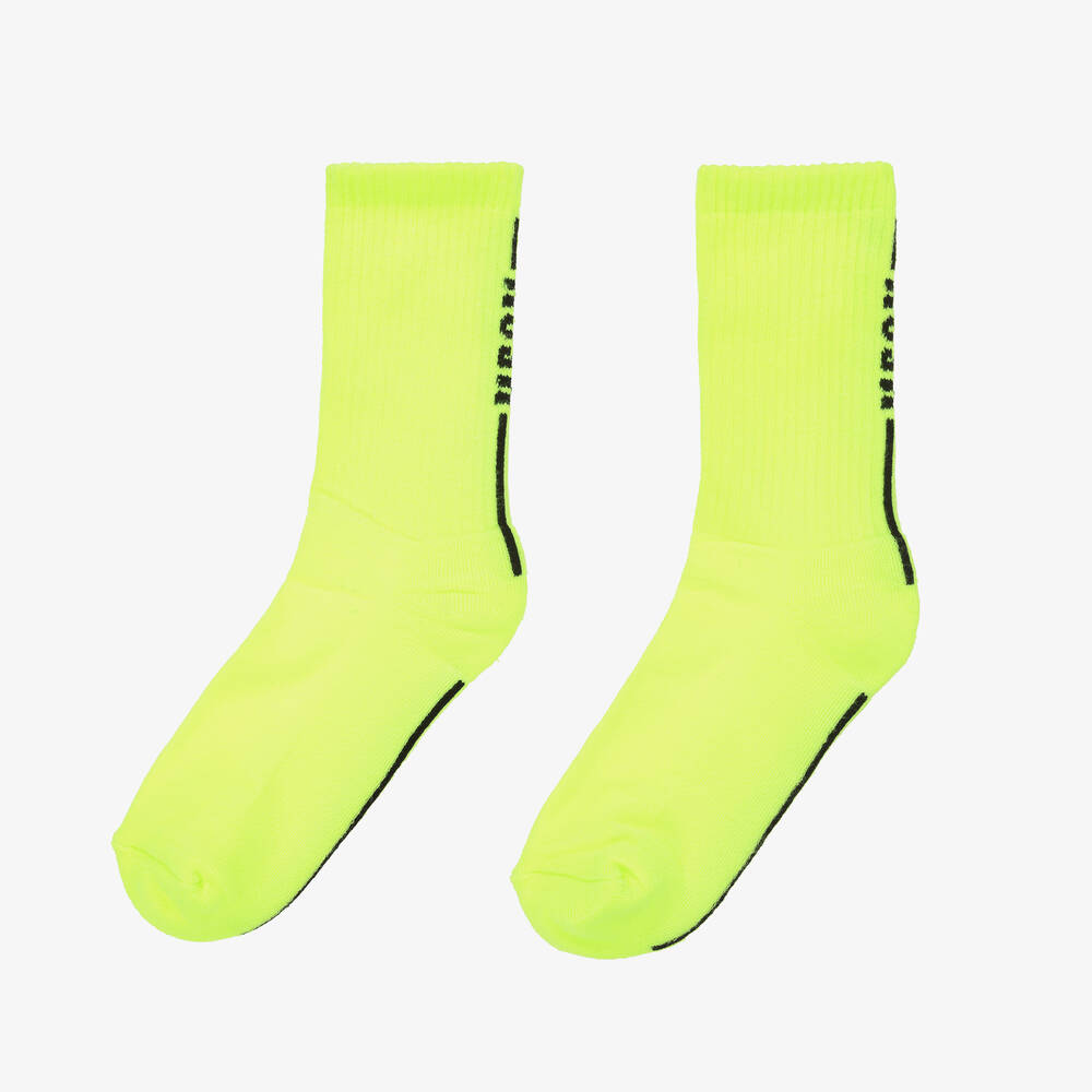 Boys & Girls Neon Yellow Logo Socks