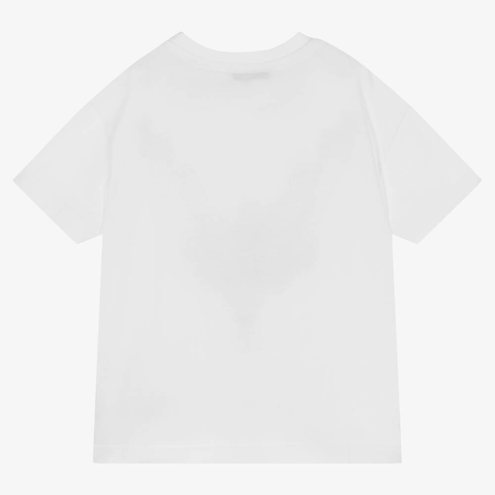Boys & Girls White Logo Cotton T-Shirt