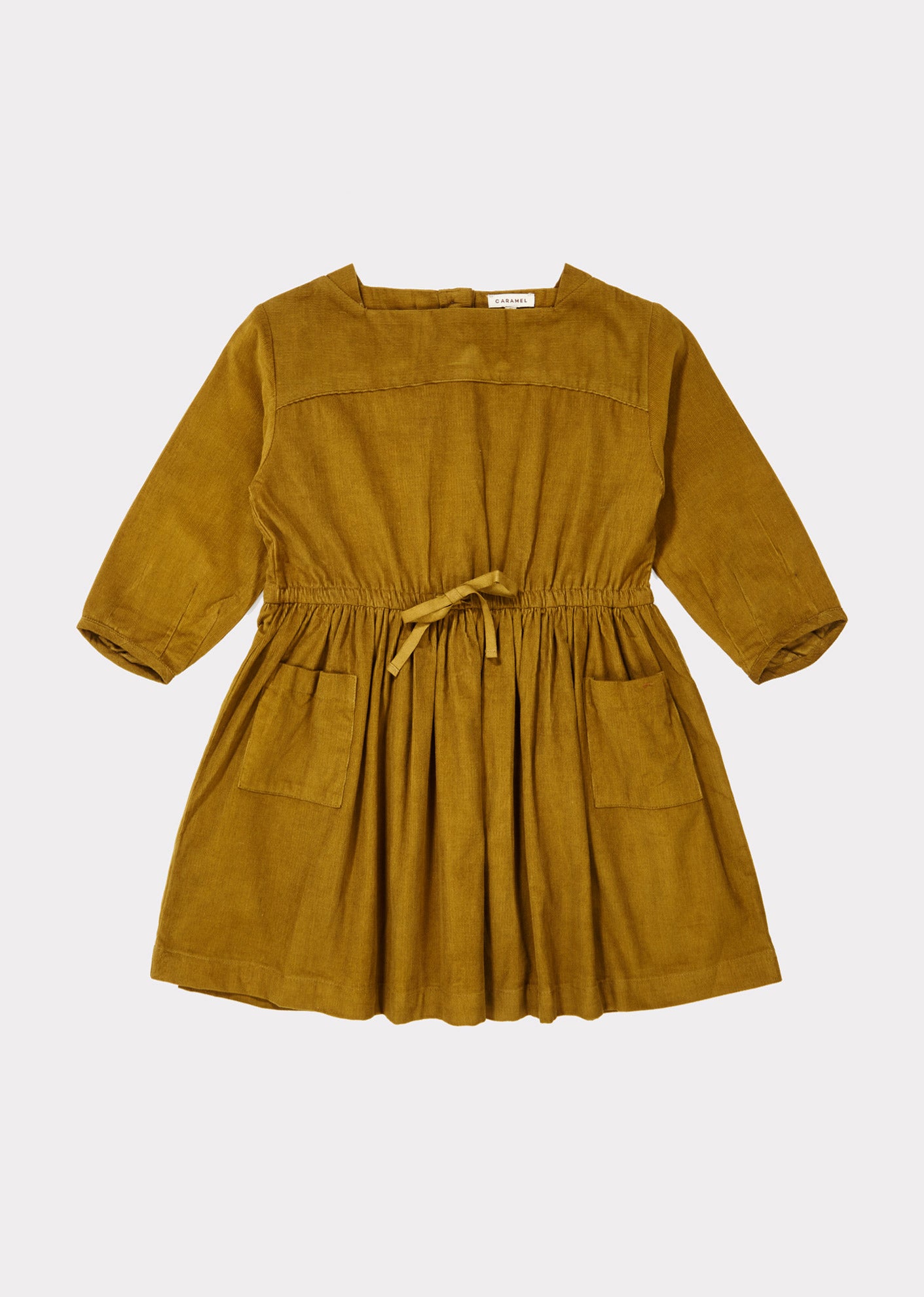 Girls Mustard Waist Cotton Dress