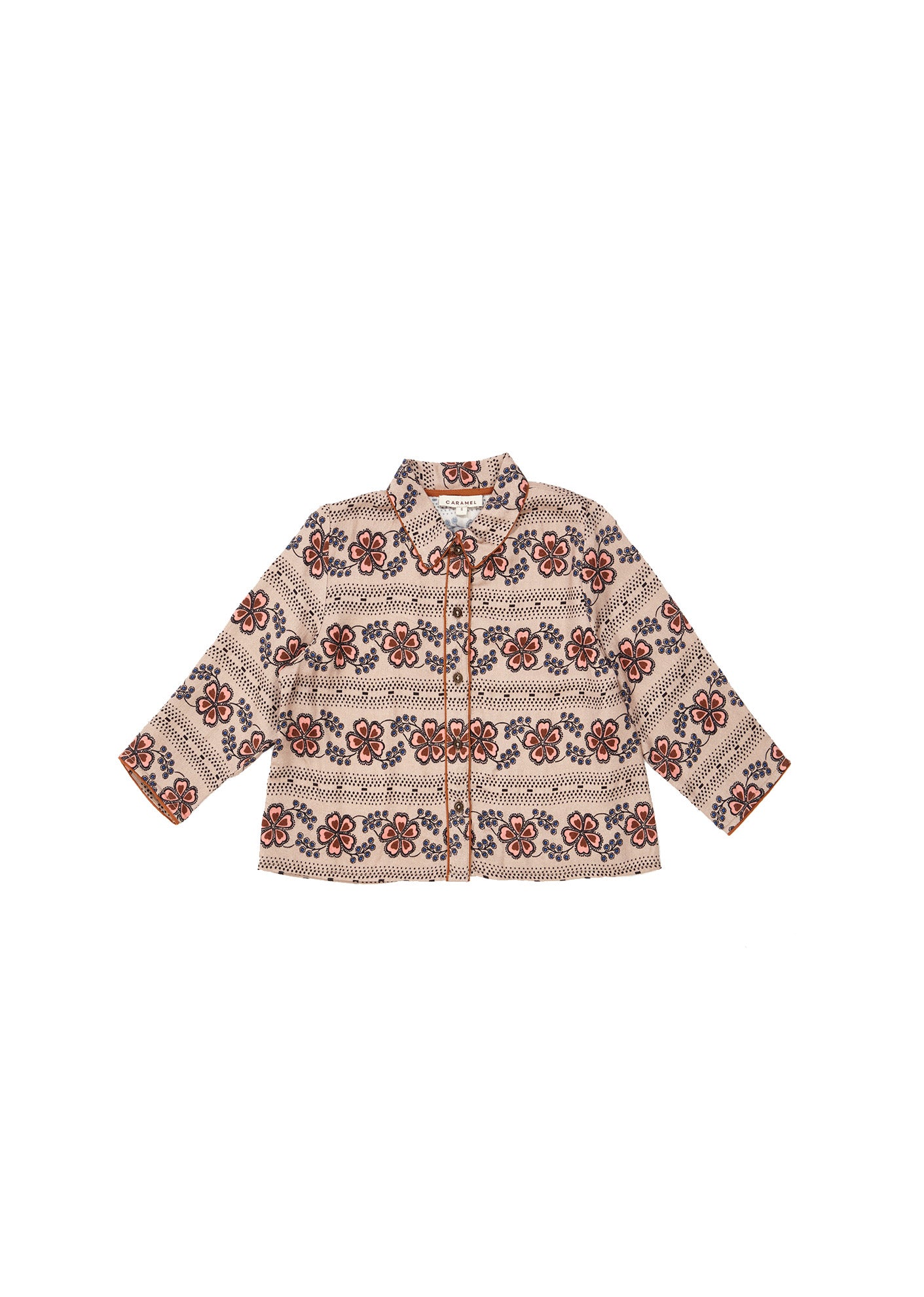 Girls Light Brown Flower Printed Shirt