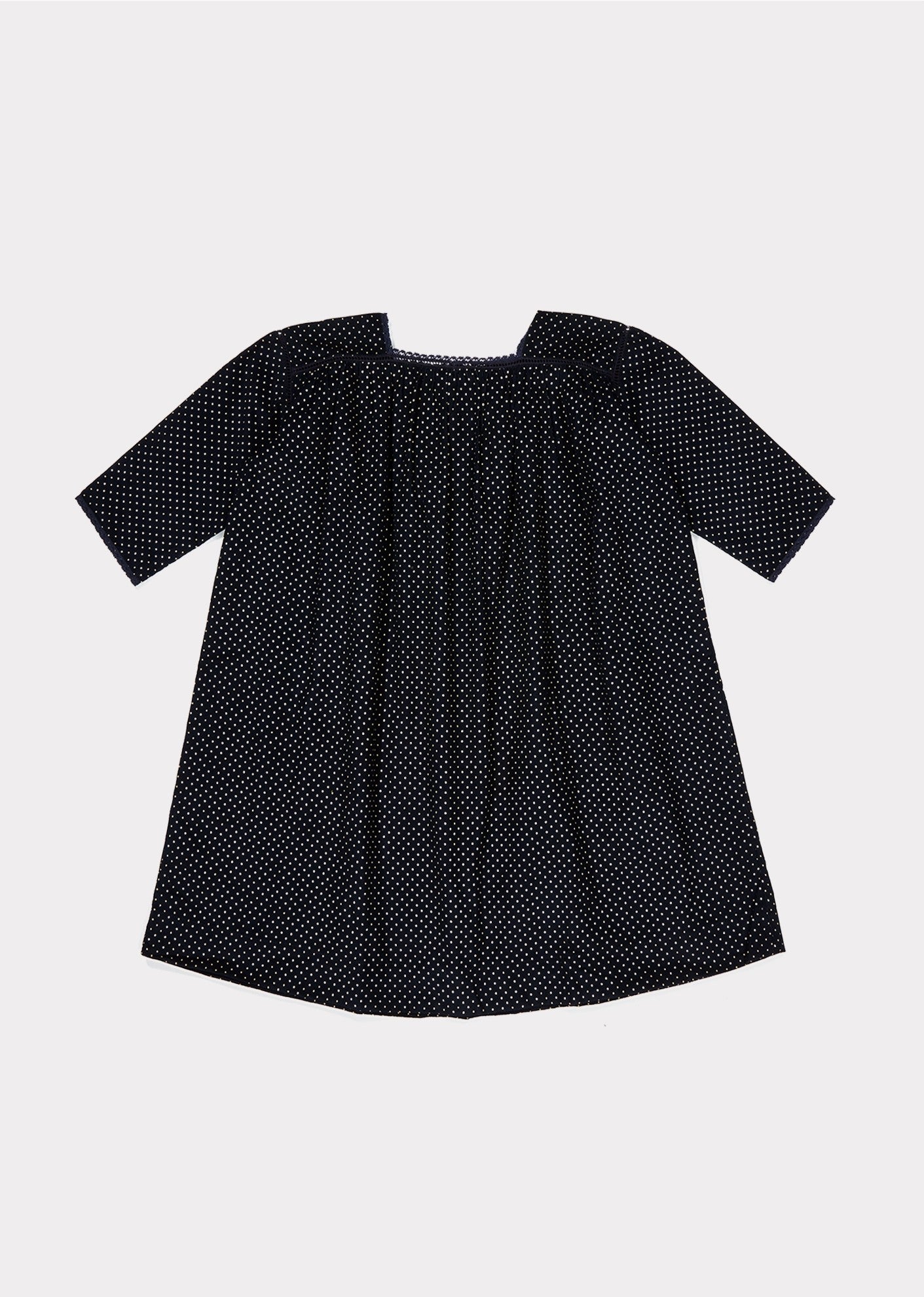 Girls Navy Babycord Dot Cotton Dress