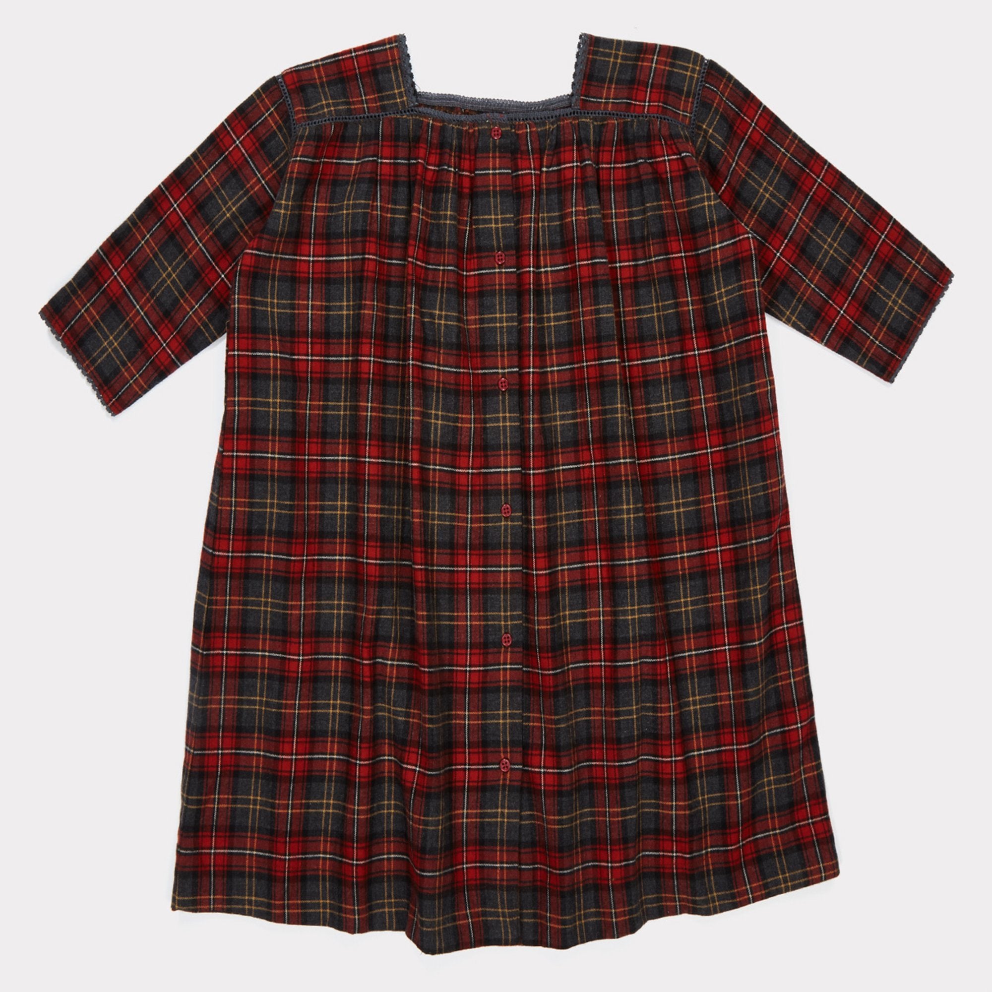 Girls Tartan Red Check Cotton Dress