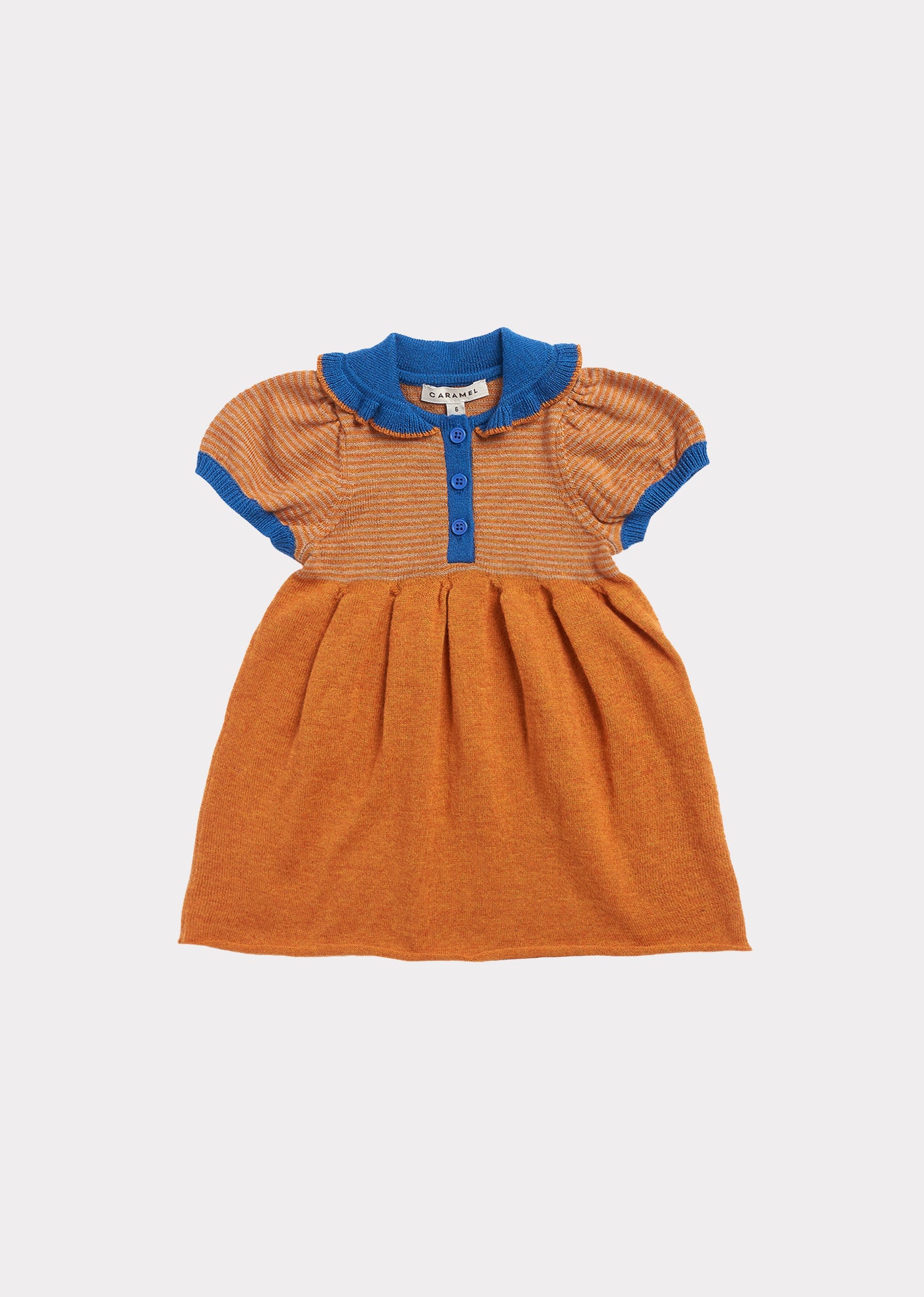 Robe en coton tricoté caramel pour bébés filles