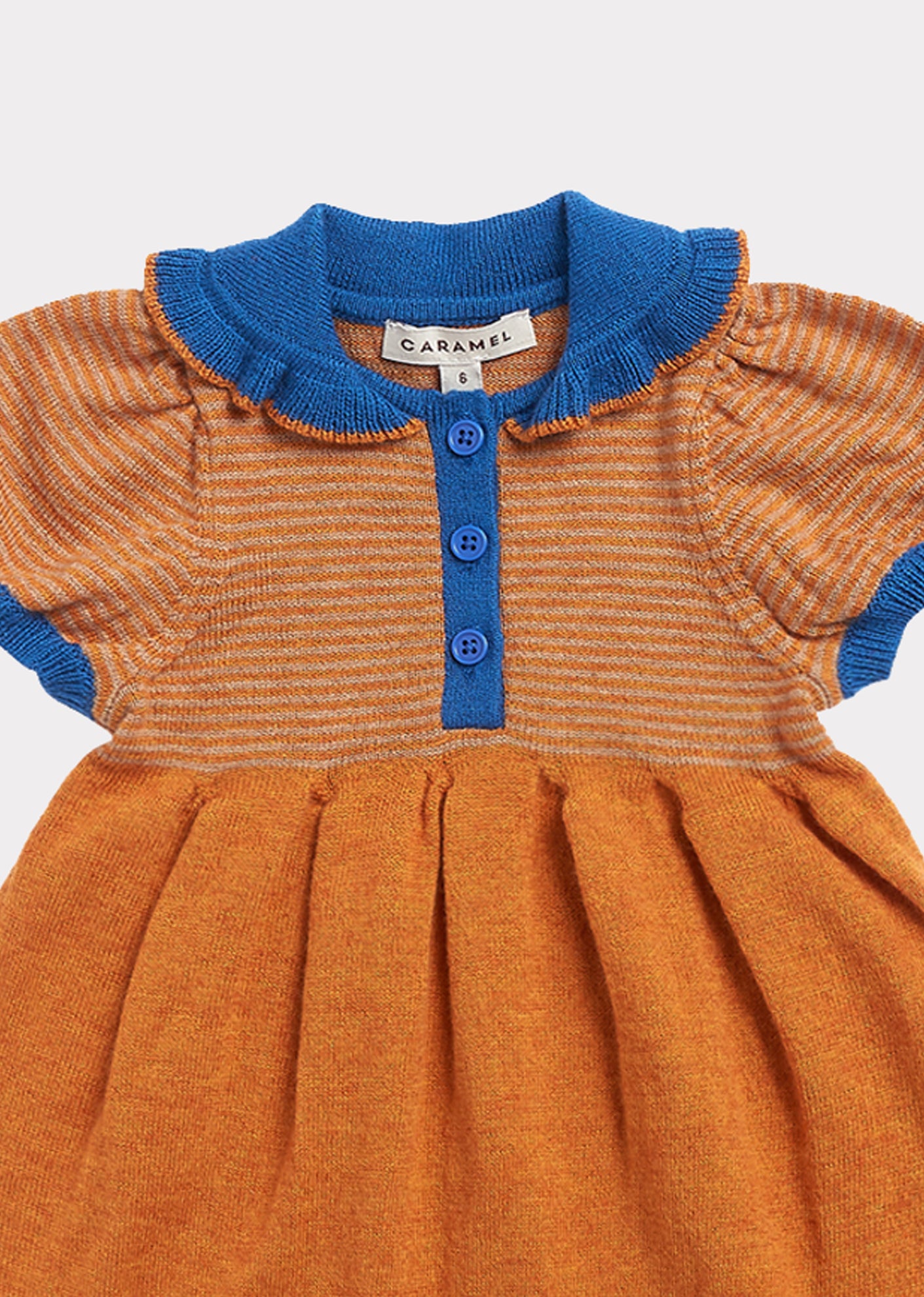 Robe en coton tricoté caramel pour bébés filles