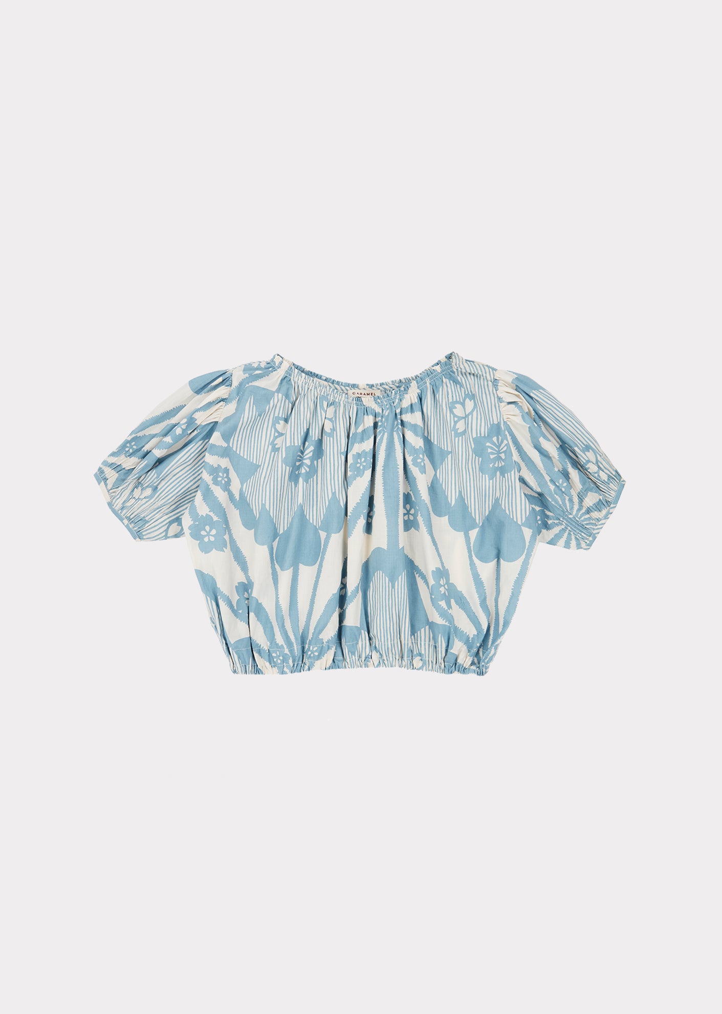 Girls Blue Flowers Print Cotton Top