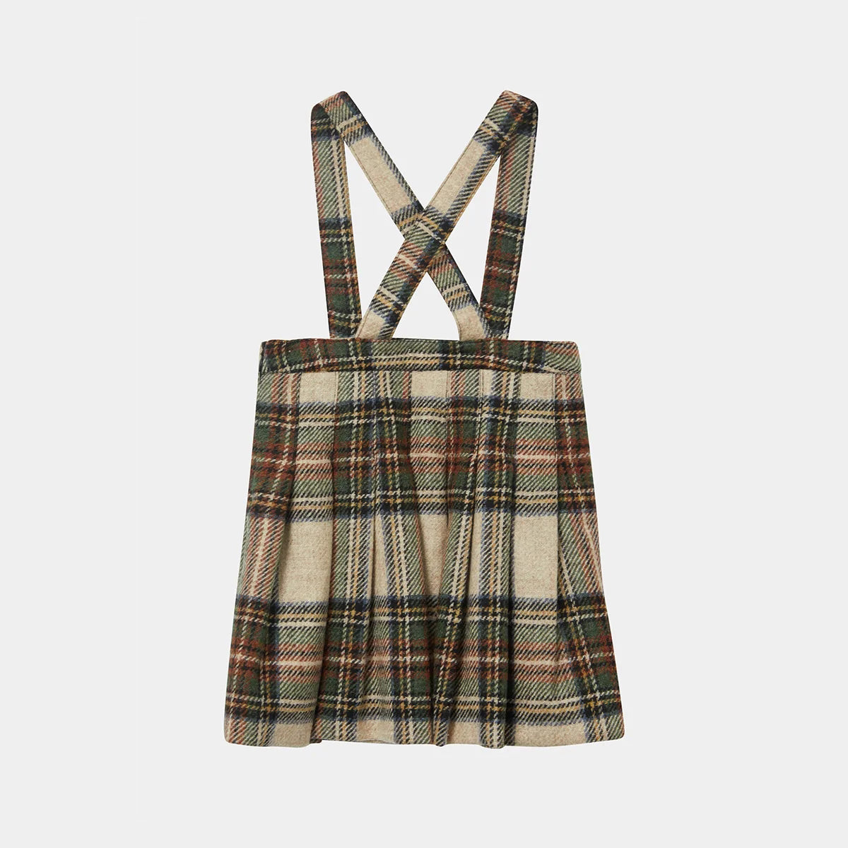 Girls Beige Check Wool Skirt
