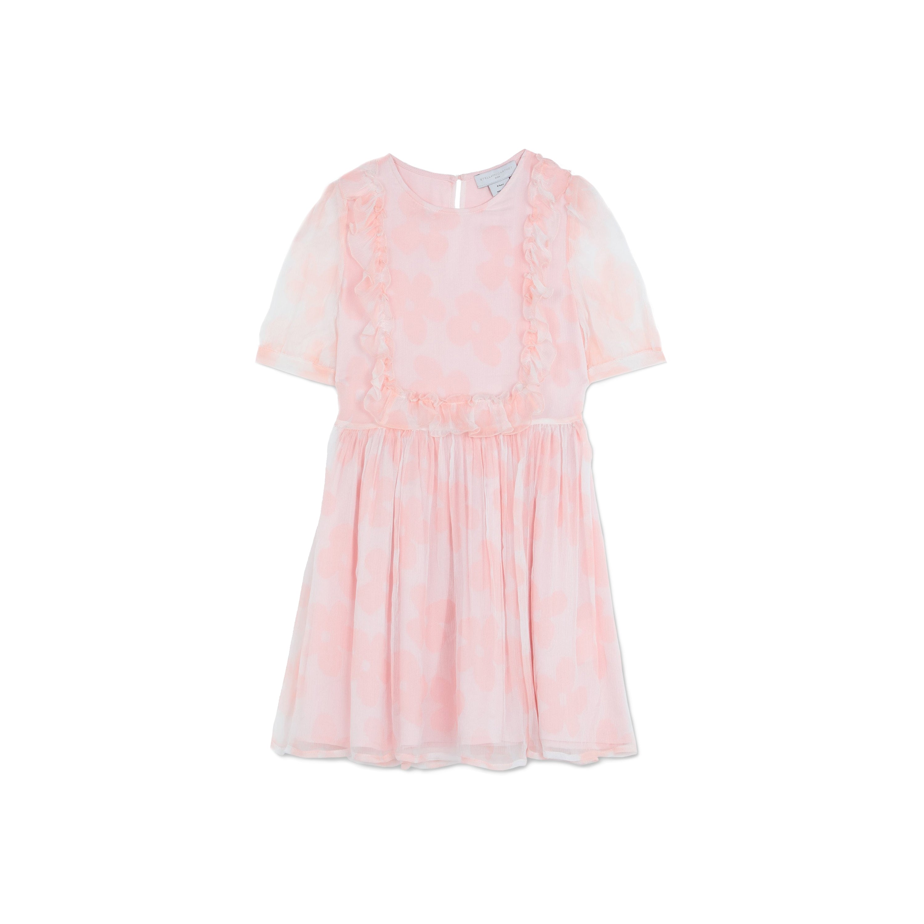 Girls Pink Flower Silk Dress