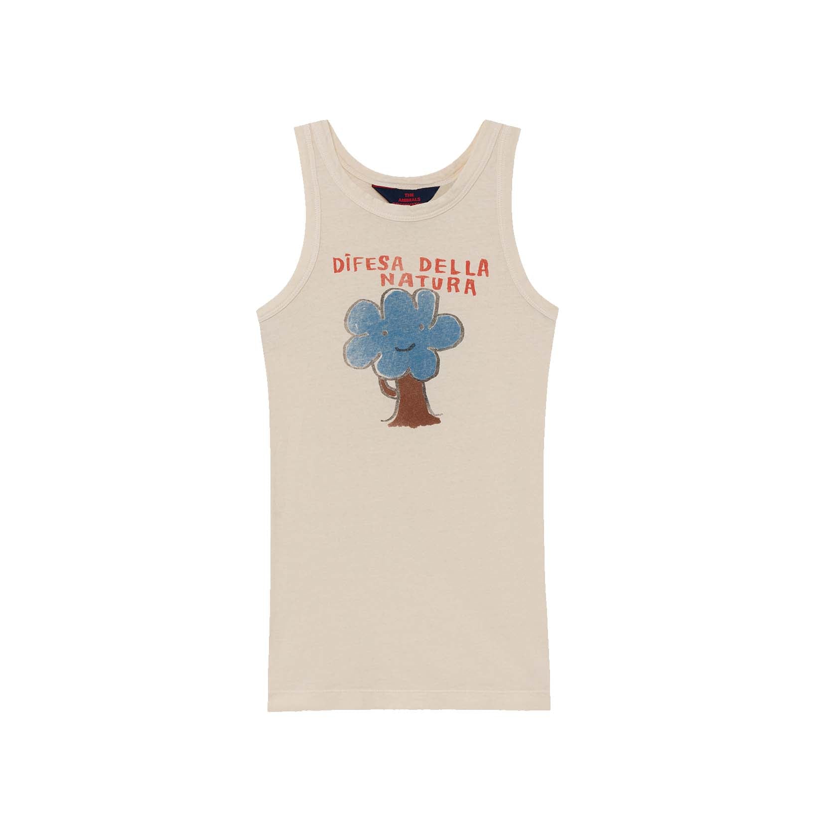 Girls Beige Tree Cotton Dress