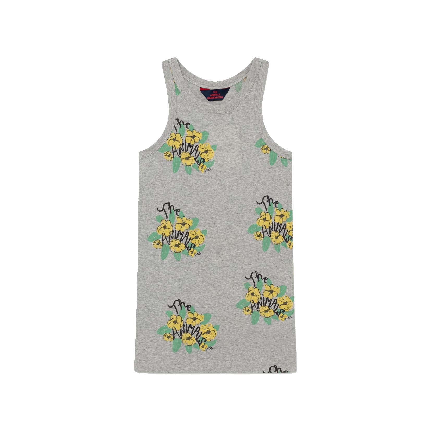 Girls Grey Flower Cotton Dress