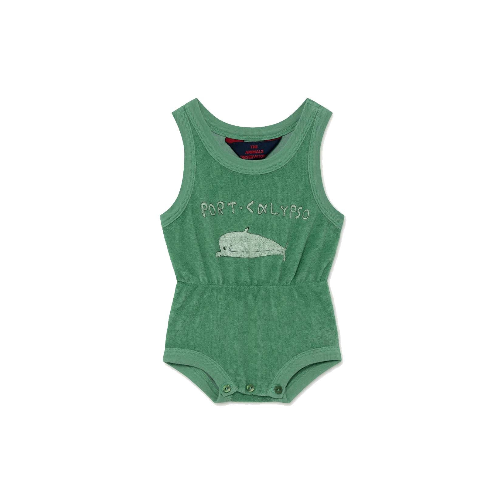 Baby Boys & Girls Green Dolphin Cotton Jumpsuit