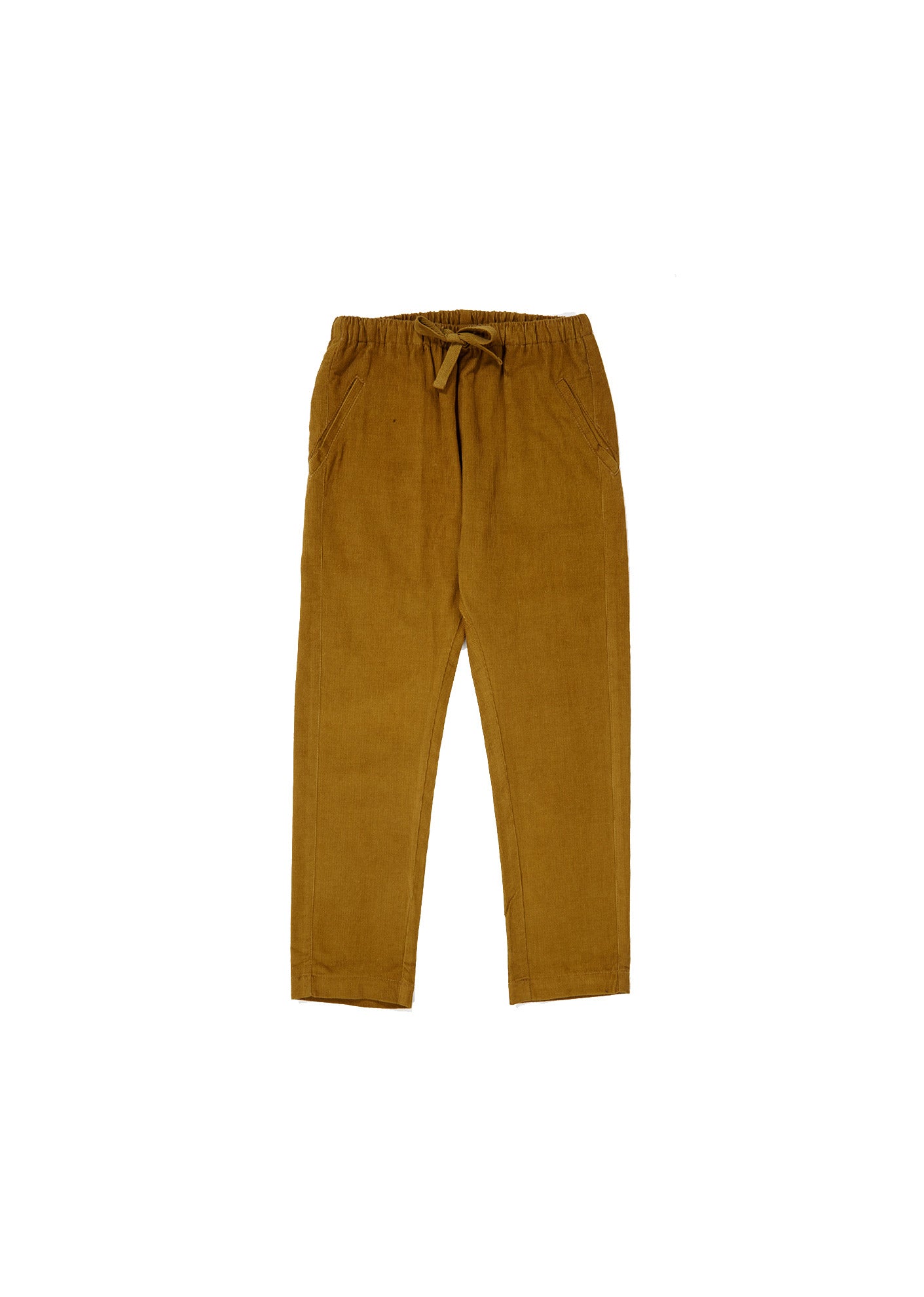 Girls Yellow Brown Cotton Trousers