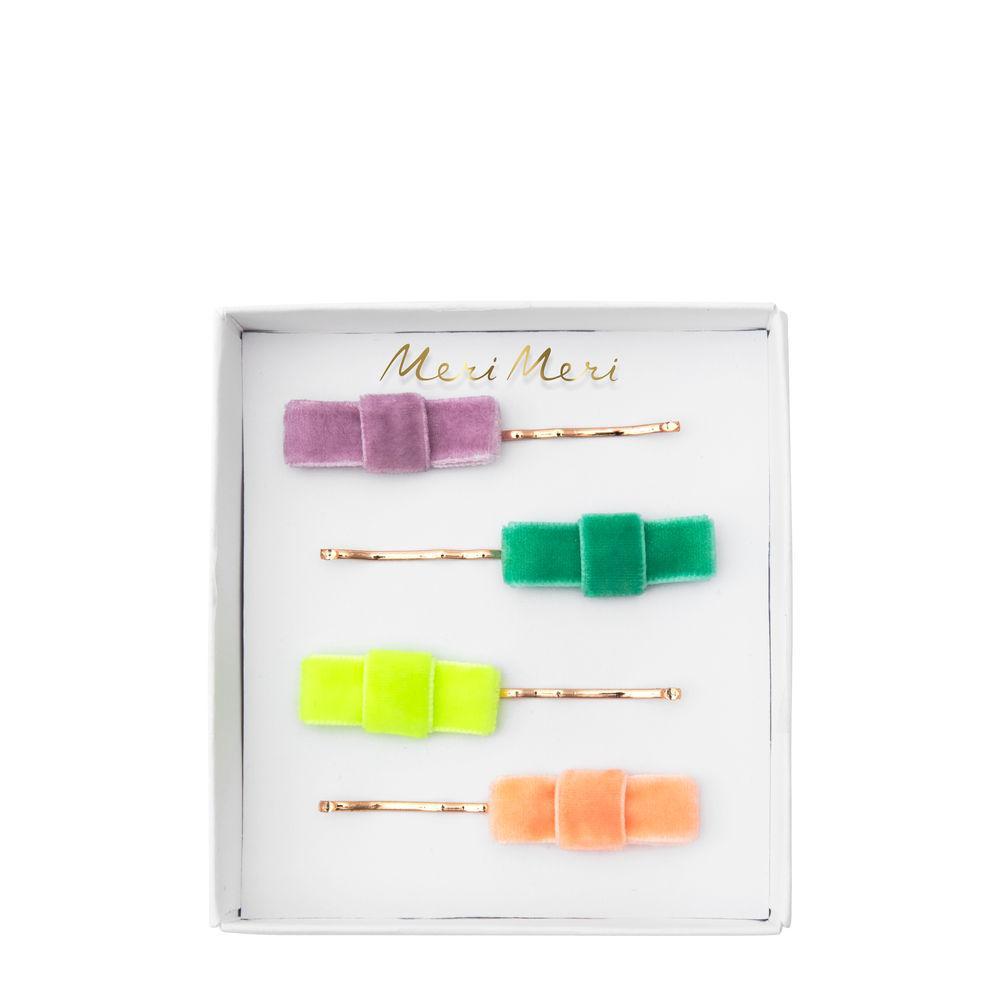 Velvet Bow Hair Slides
