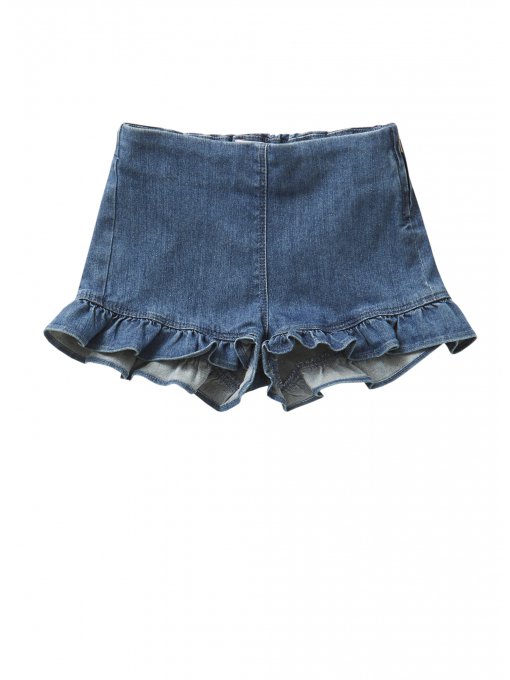 Girls Denim Blue Cotton Shorts