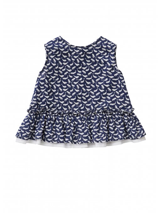 Girls Dark Blue Cotton Shirt