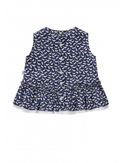 Girls Dark Blue Cotton Shirt