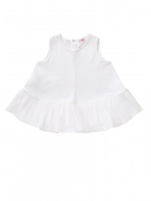 Girls White Cotton T-shirt