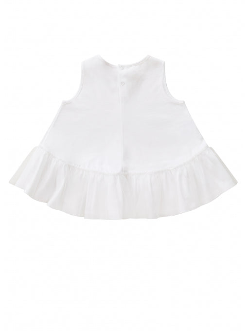 Girls White Cotton T-shirt