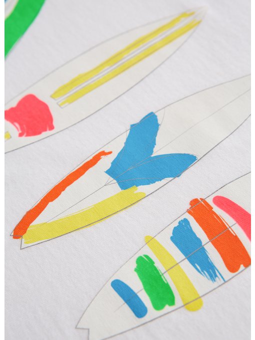 Boys White & Kiwi Green Cotton T-shirt