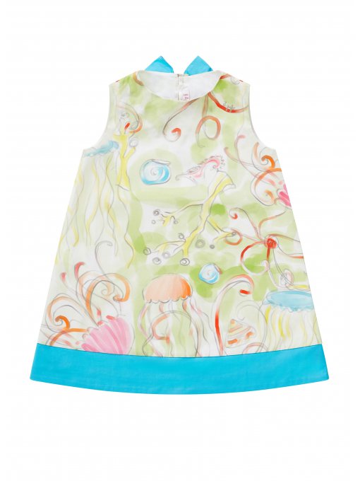 Girls Kiwi Green Cotton Dress