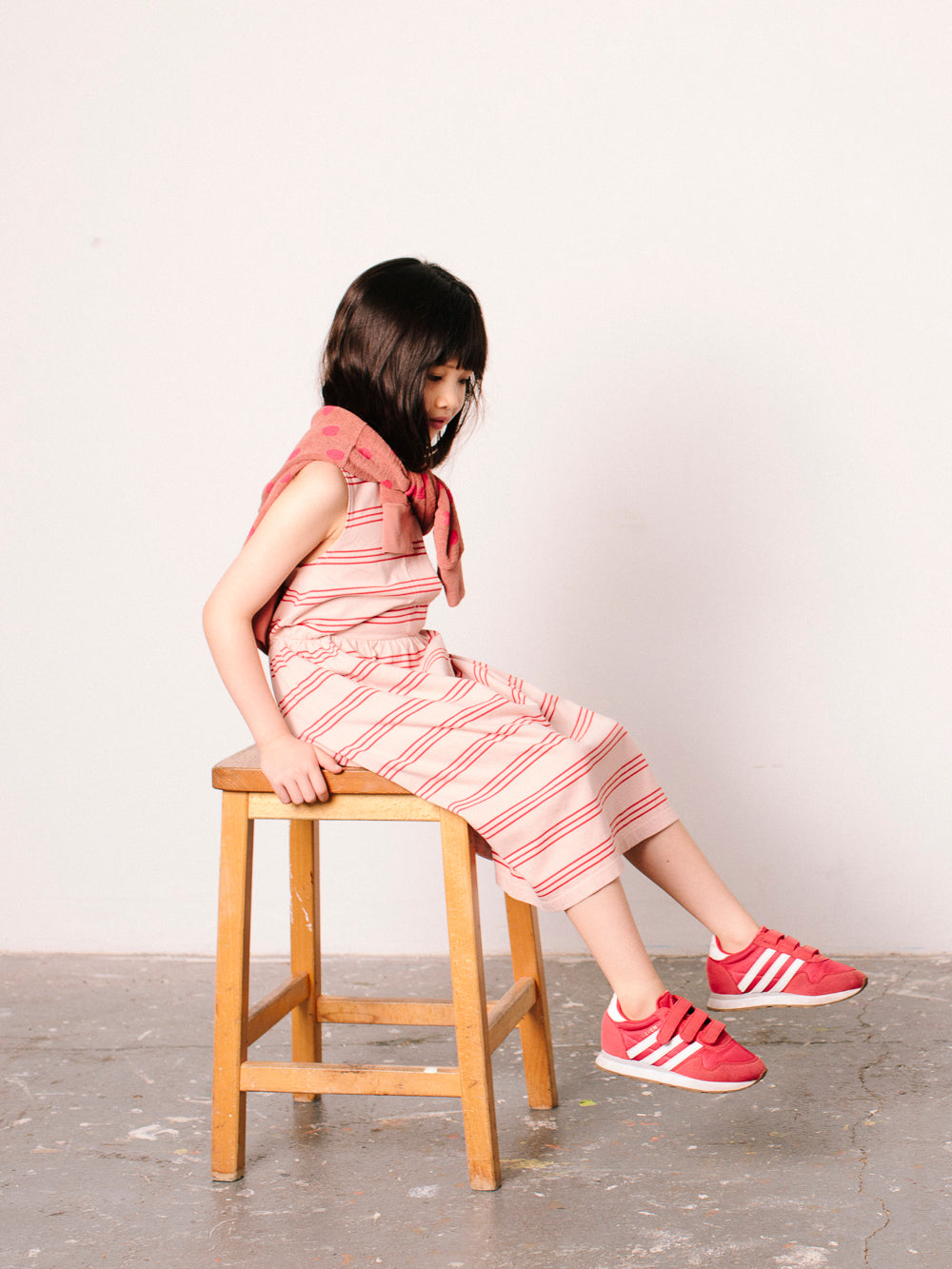 Girls Pink Stripes Cotton Dress