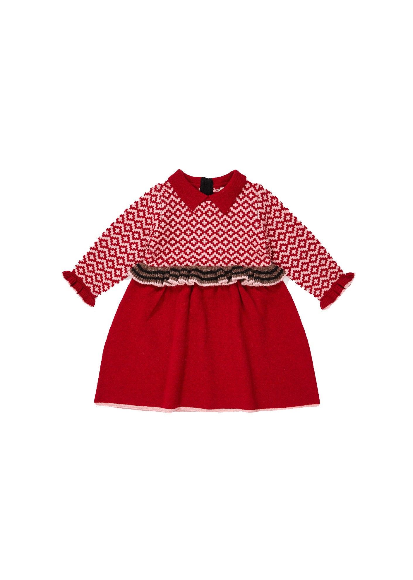Baby Girls Red Waist Wool Dress