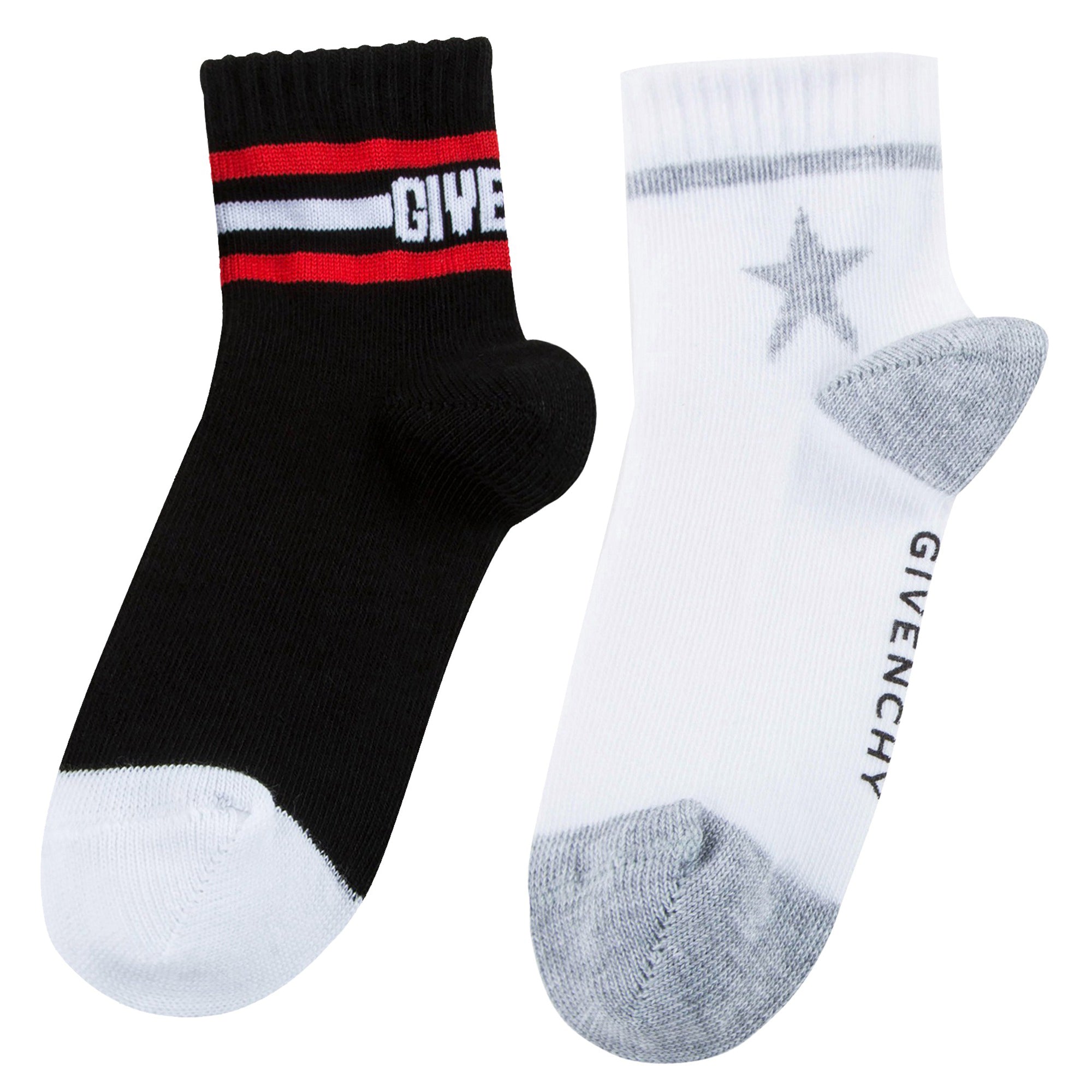 Girls & Boys Black & White Logo Cotton Socks(Two Pairs)