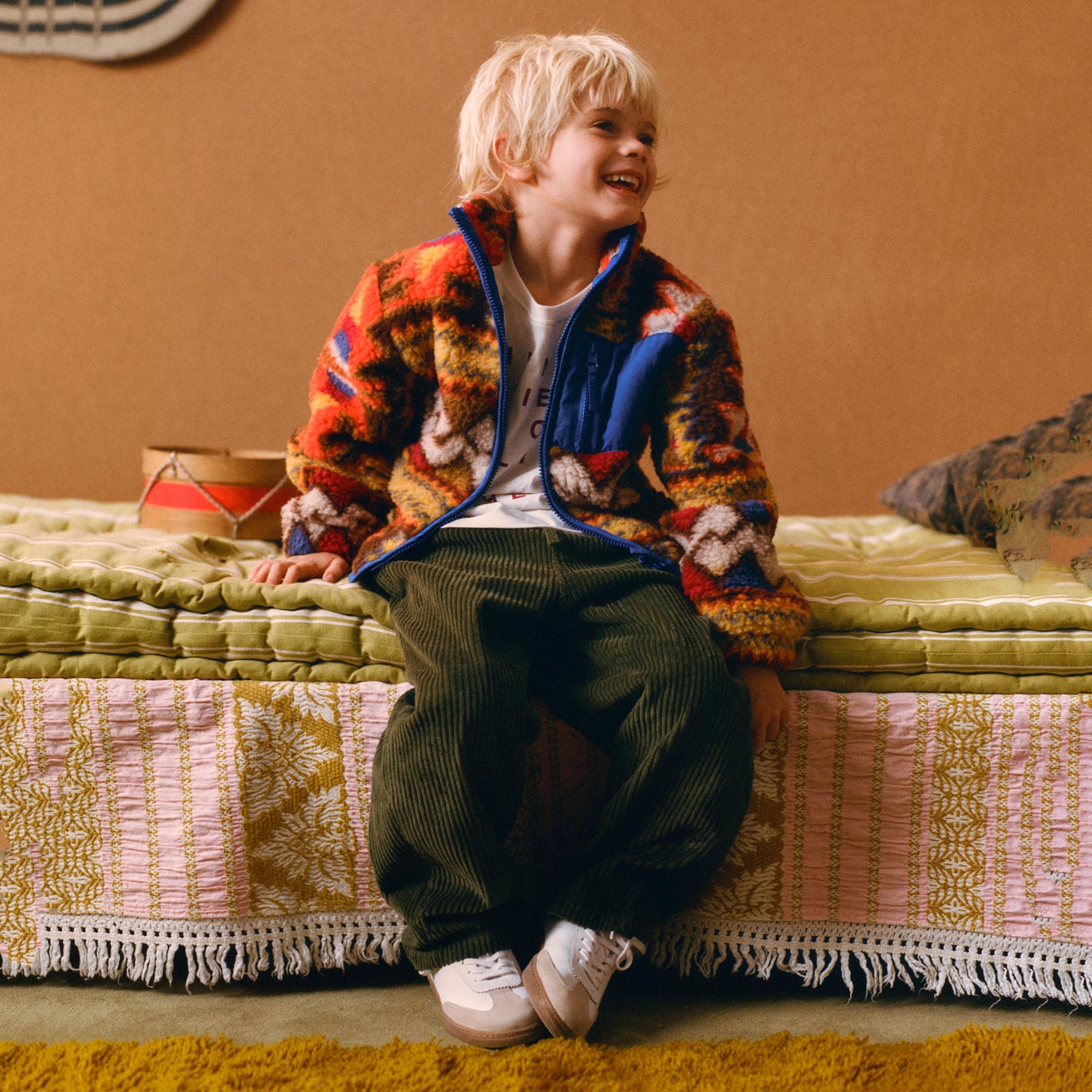 Boys & Girls Multicolor Jacquard Wool Jacket