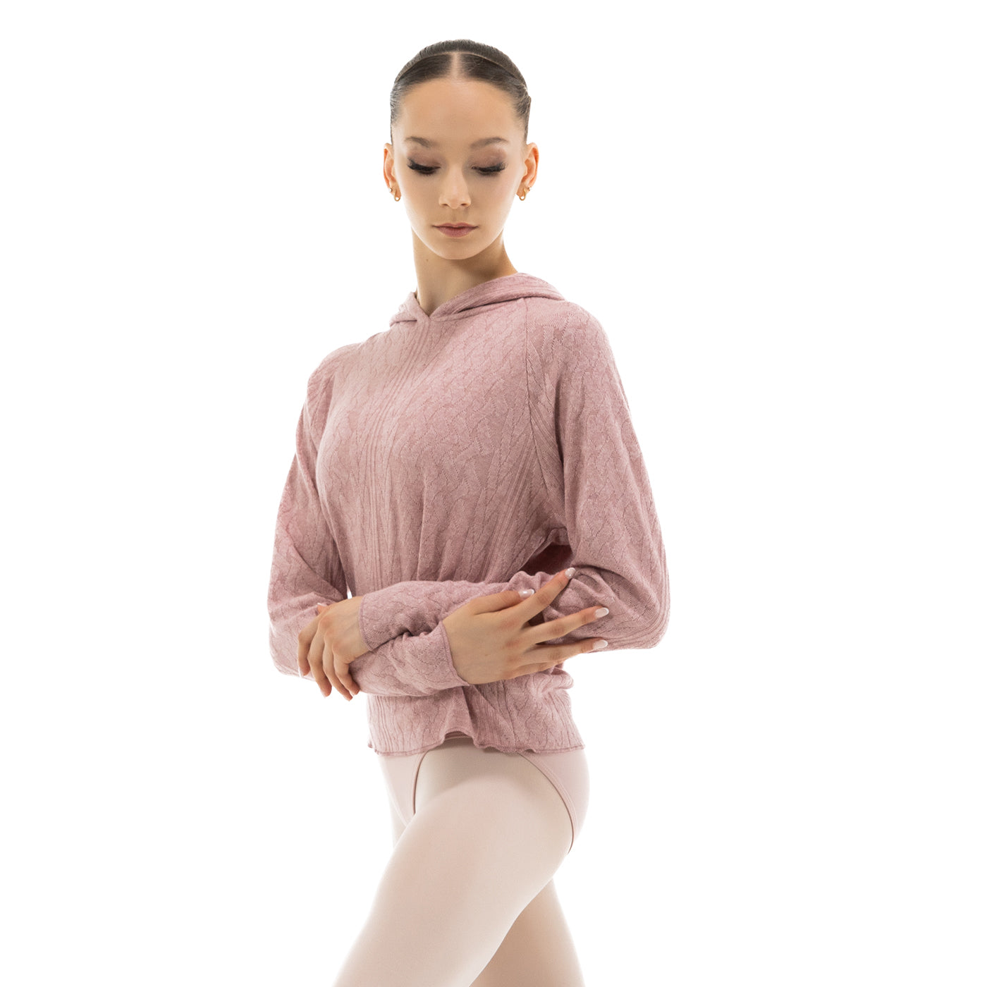Girls Pink Ballet Hooded Sweater(DAD5038/Tea Rosa)