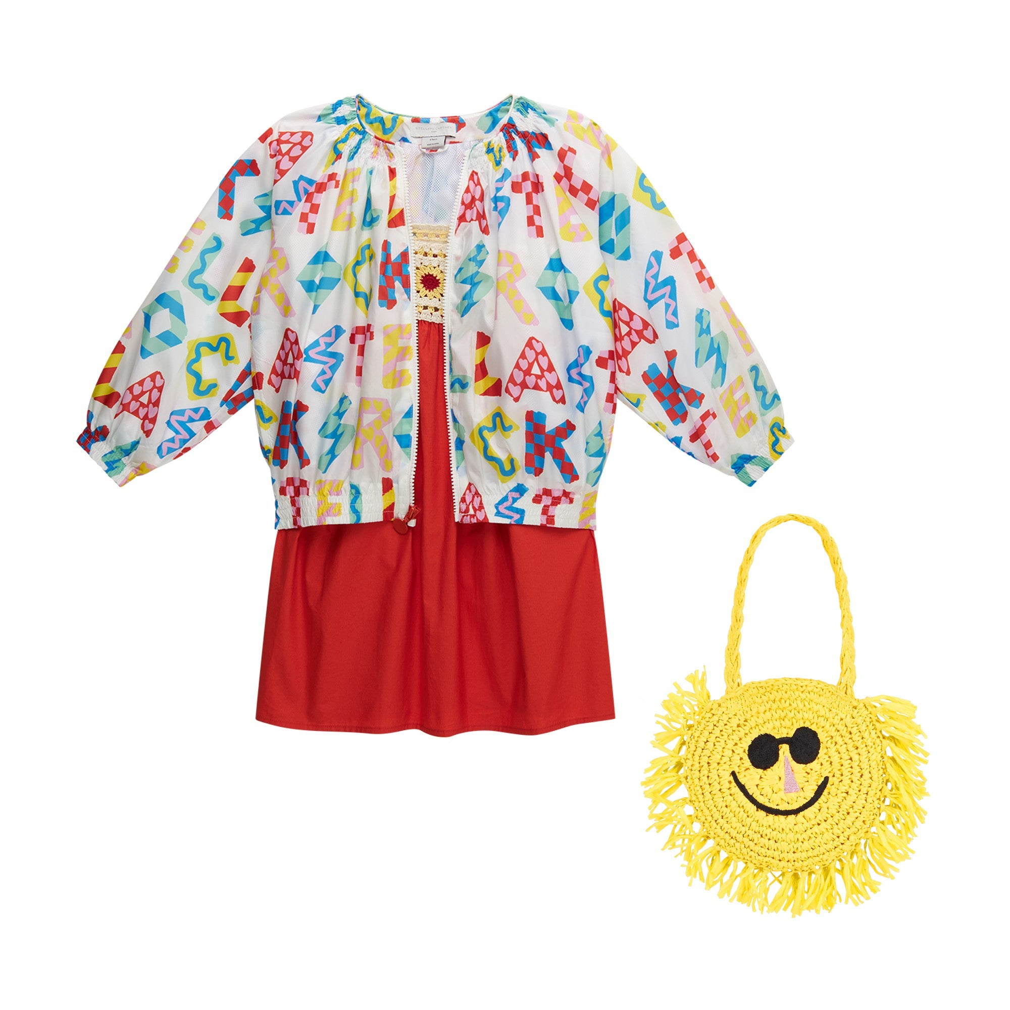 Girls Multicolor Logo Zip-Up Jacket
