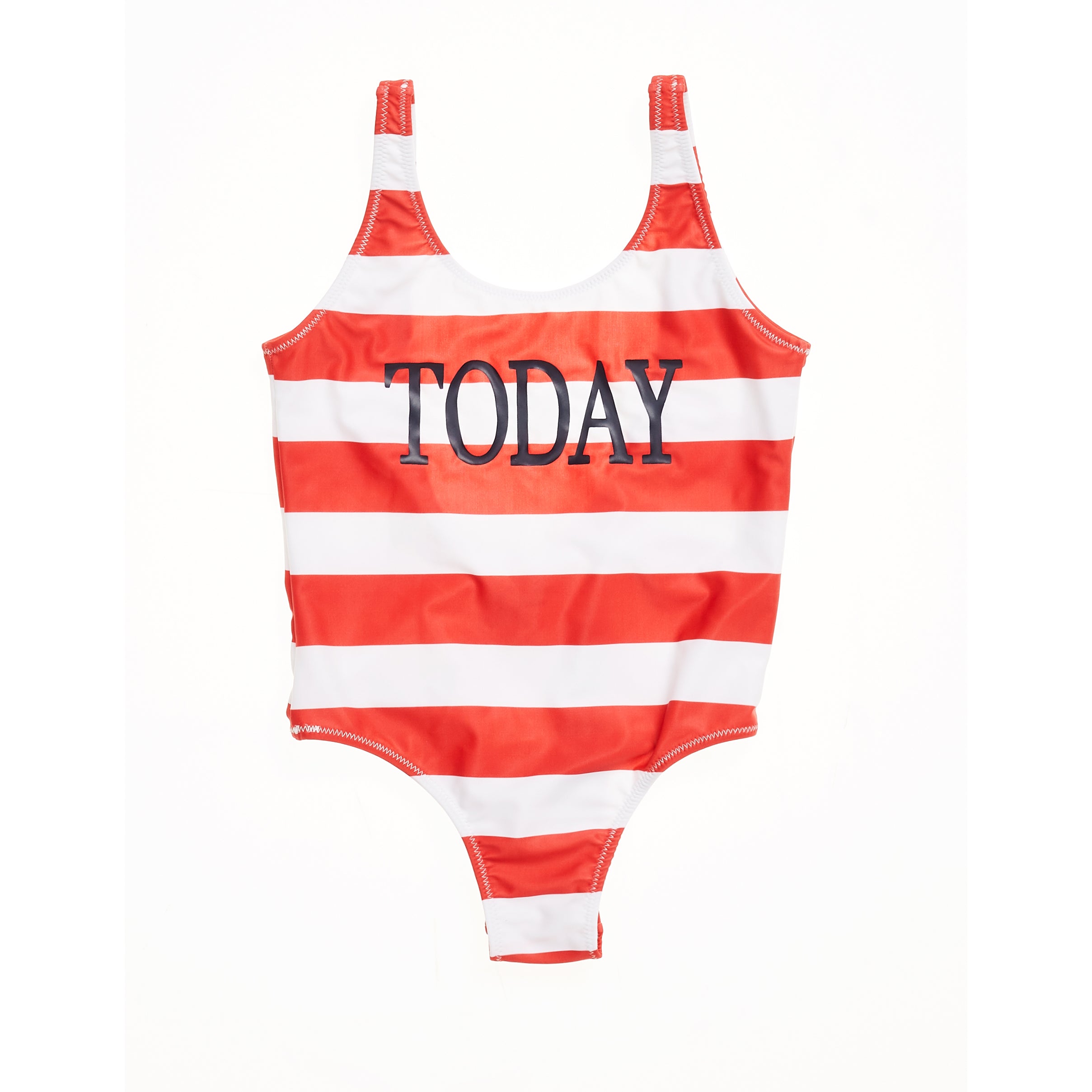 Girls Red Stripe Swimsuit