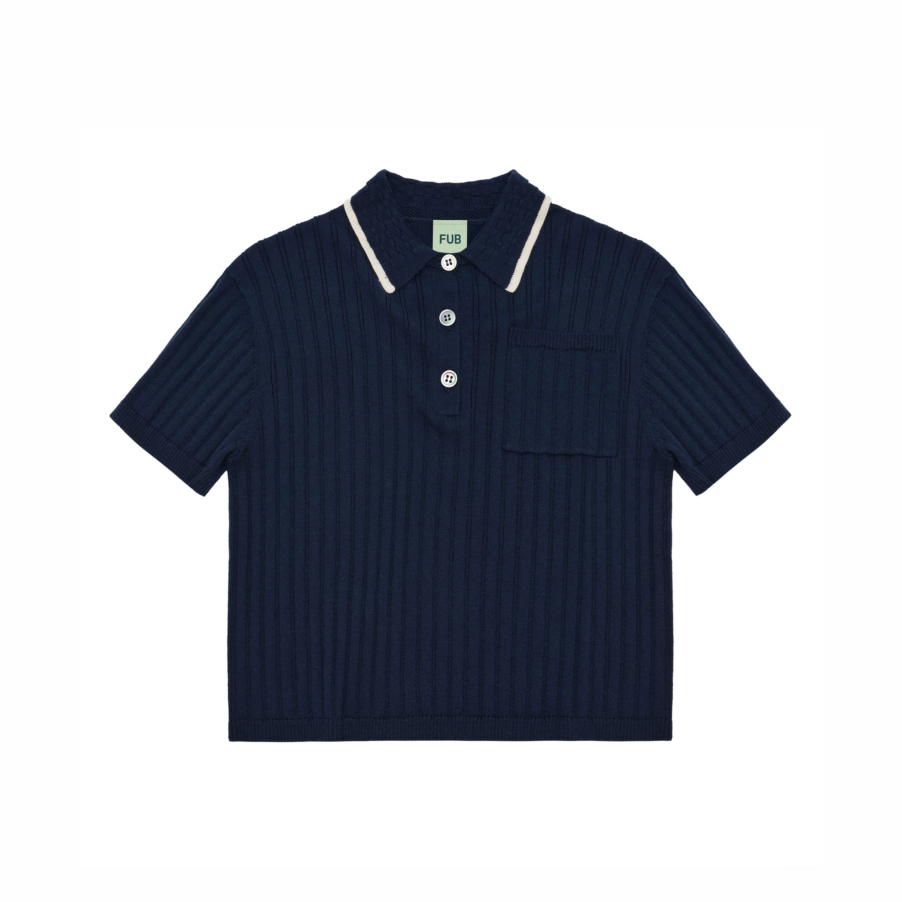 Boys & Girls Navy Cotton Knit Polo Shirt