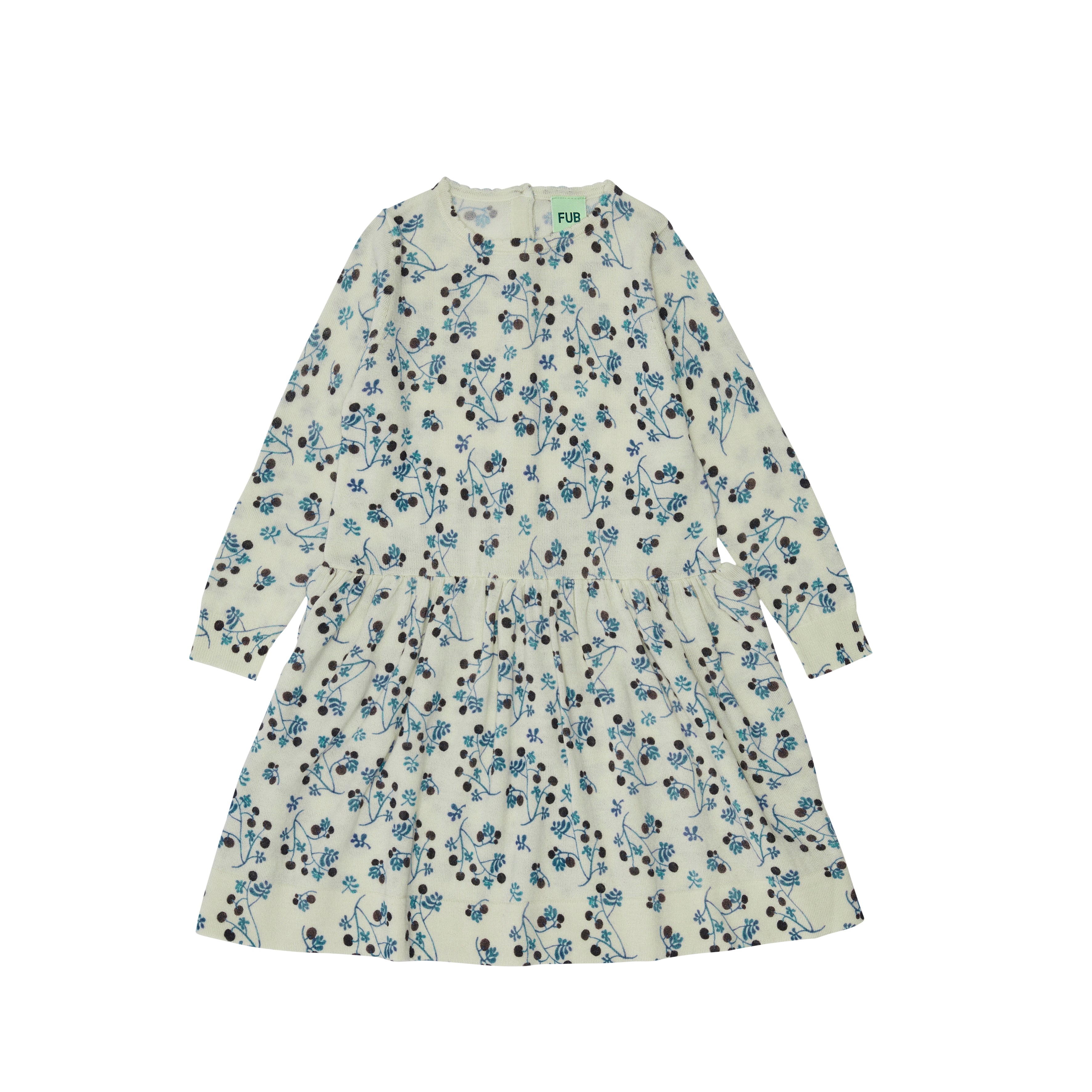 Girls White Printed Wool Dress