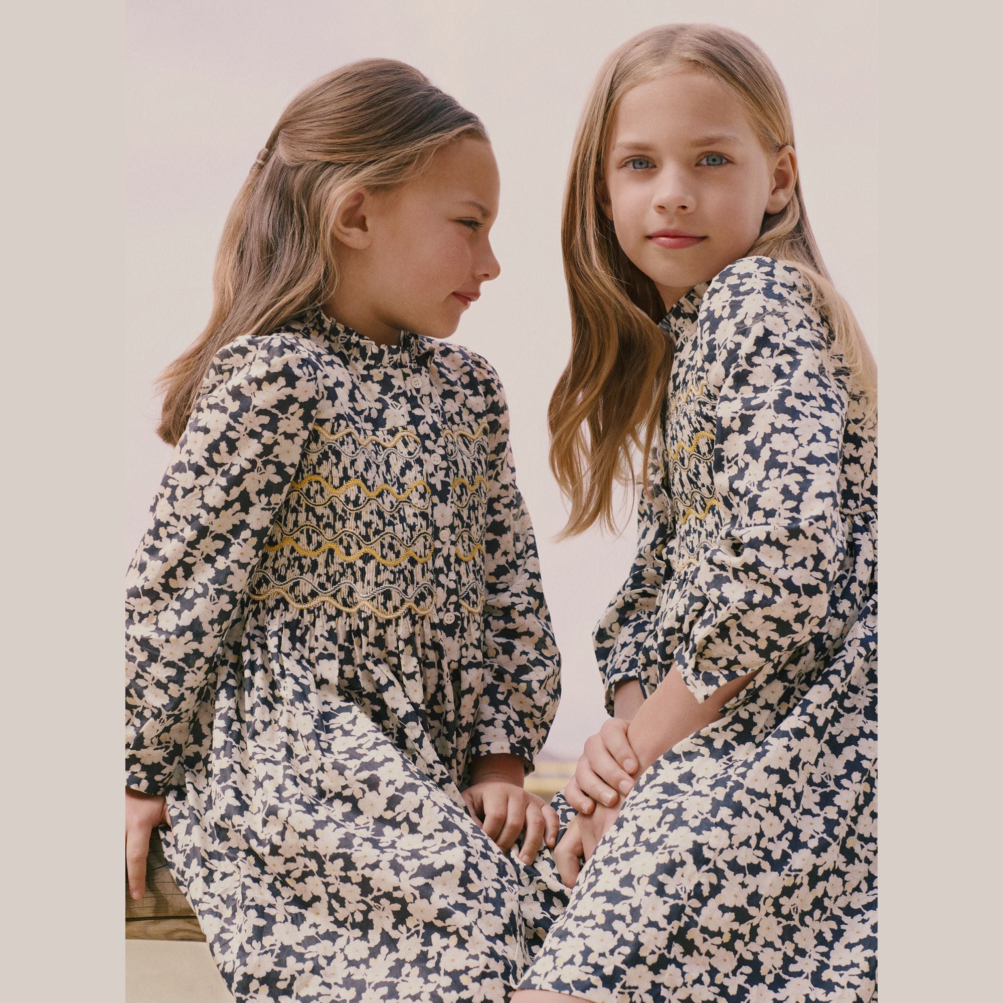 Girls Black Printed Cotton Dress