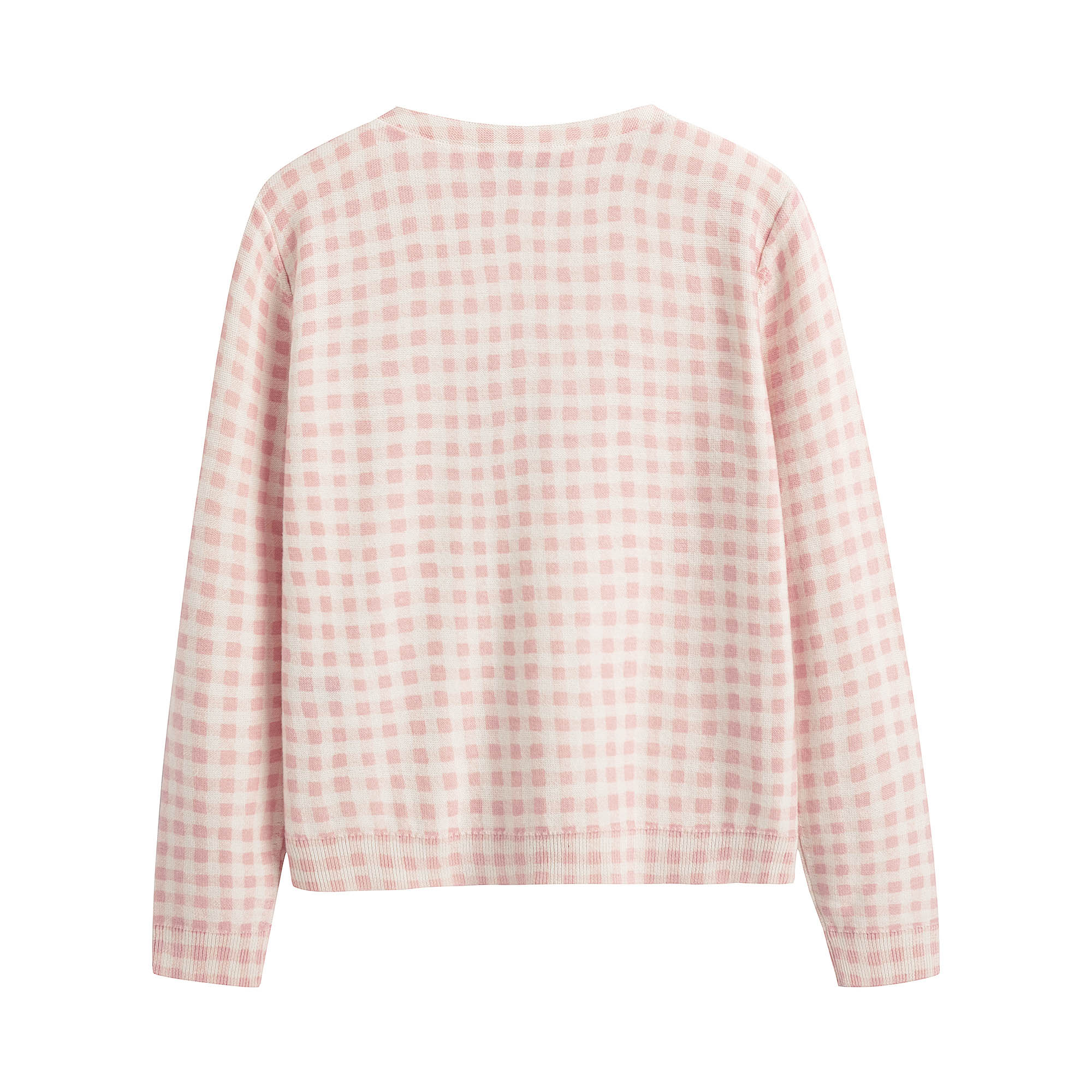 Girls Pink Check Cotton Cardigan